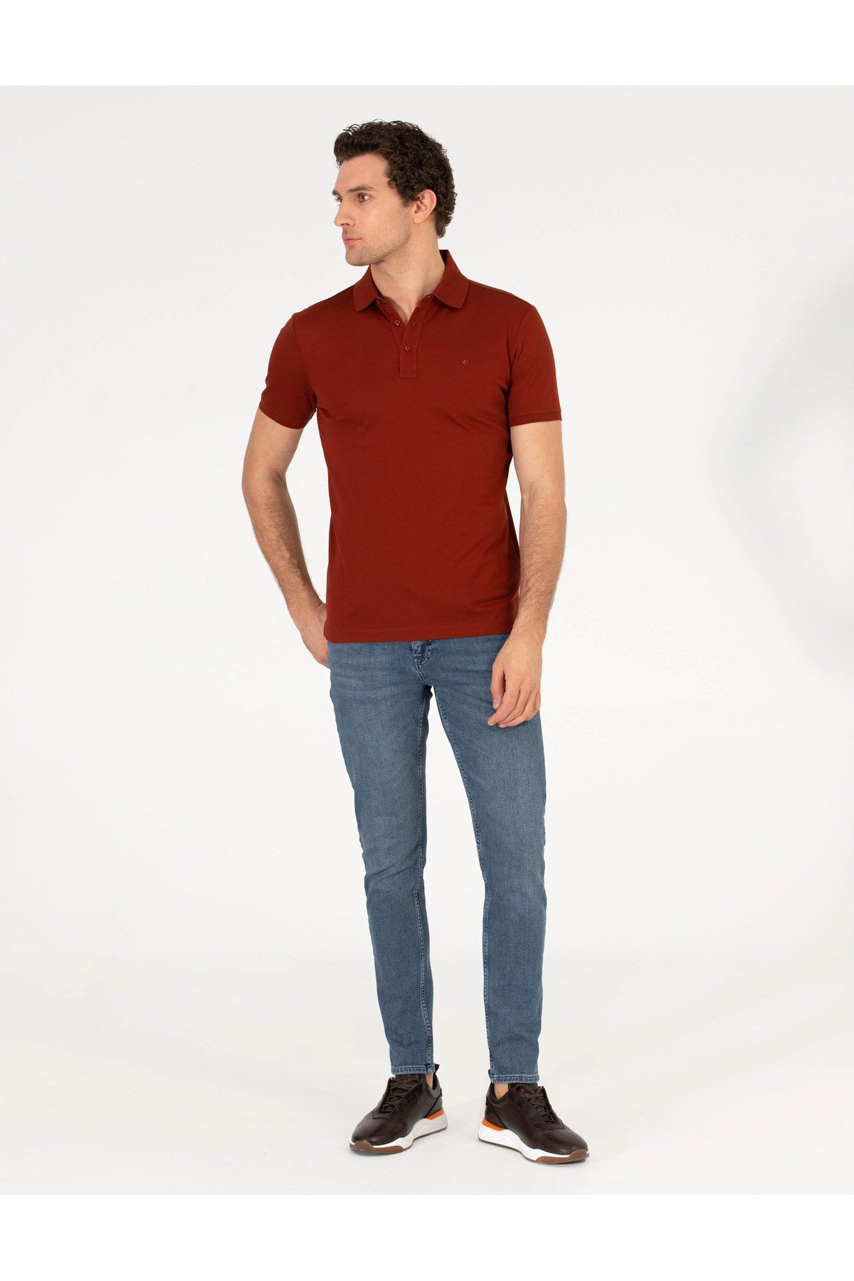 Kiremit Polo Yaka Slim Fit Basic T-Shirt G051SZ011.000.1592189.VR031