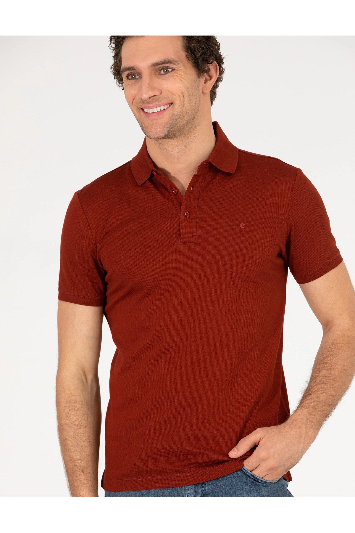 Kiremit Polo Yaka Slim Fit Basic T-Shirt G051SZ011.000.1592189.VR031