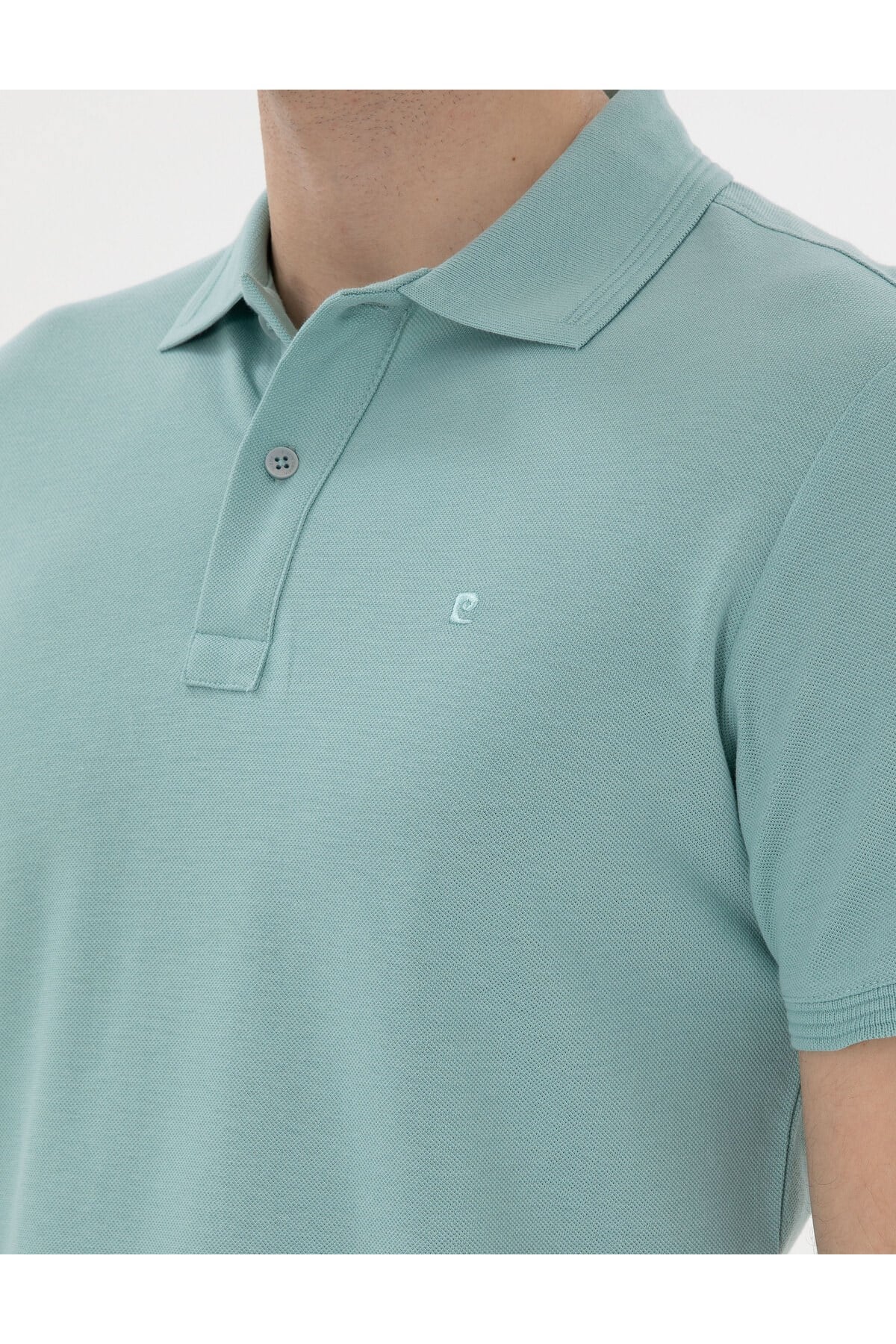 Koyu Mint Slim Fit Kıvrılmaz Polo Yaka Basic Tişört 50302561-VR152