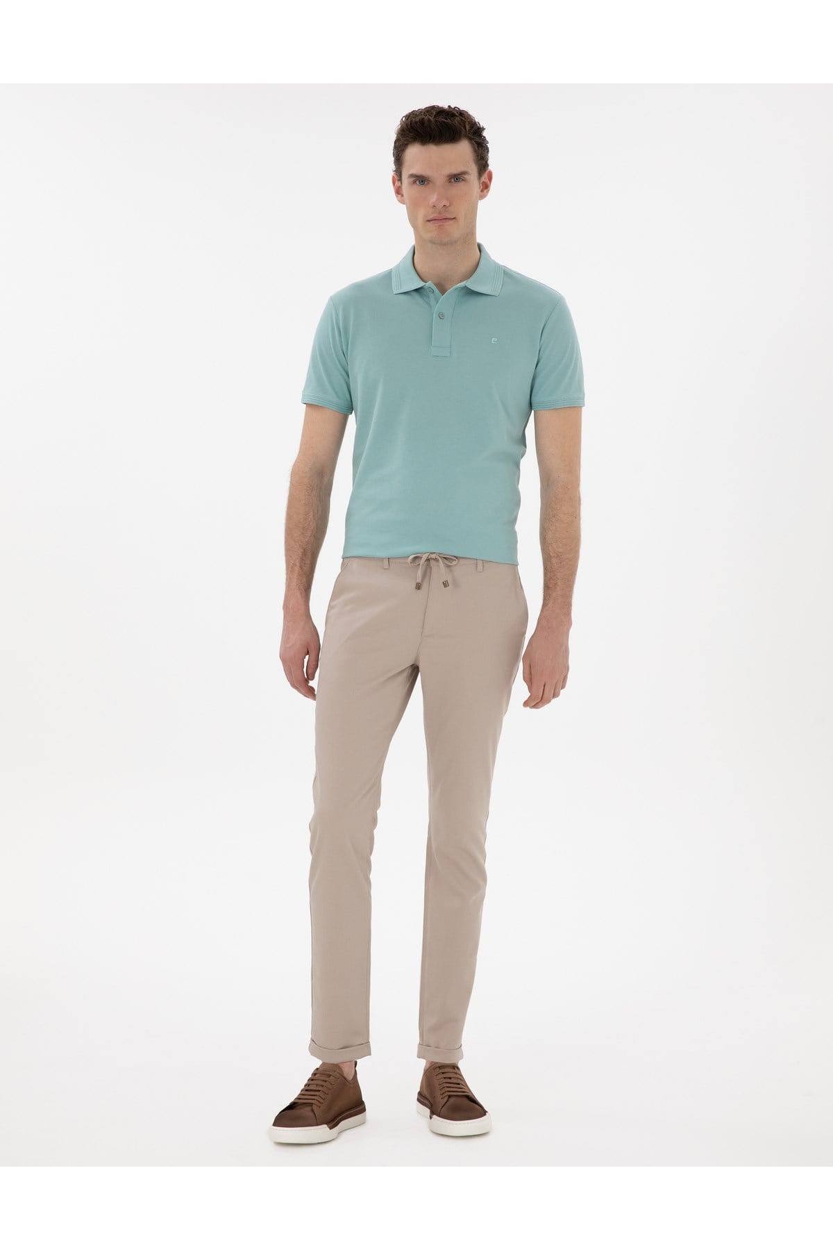 Koyu Mint Slim Fit Kıvrılmaz Polo Yaka Basic Tişört 50302561-VR152