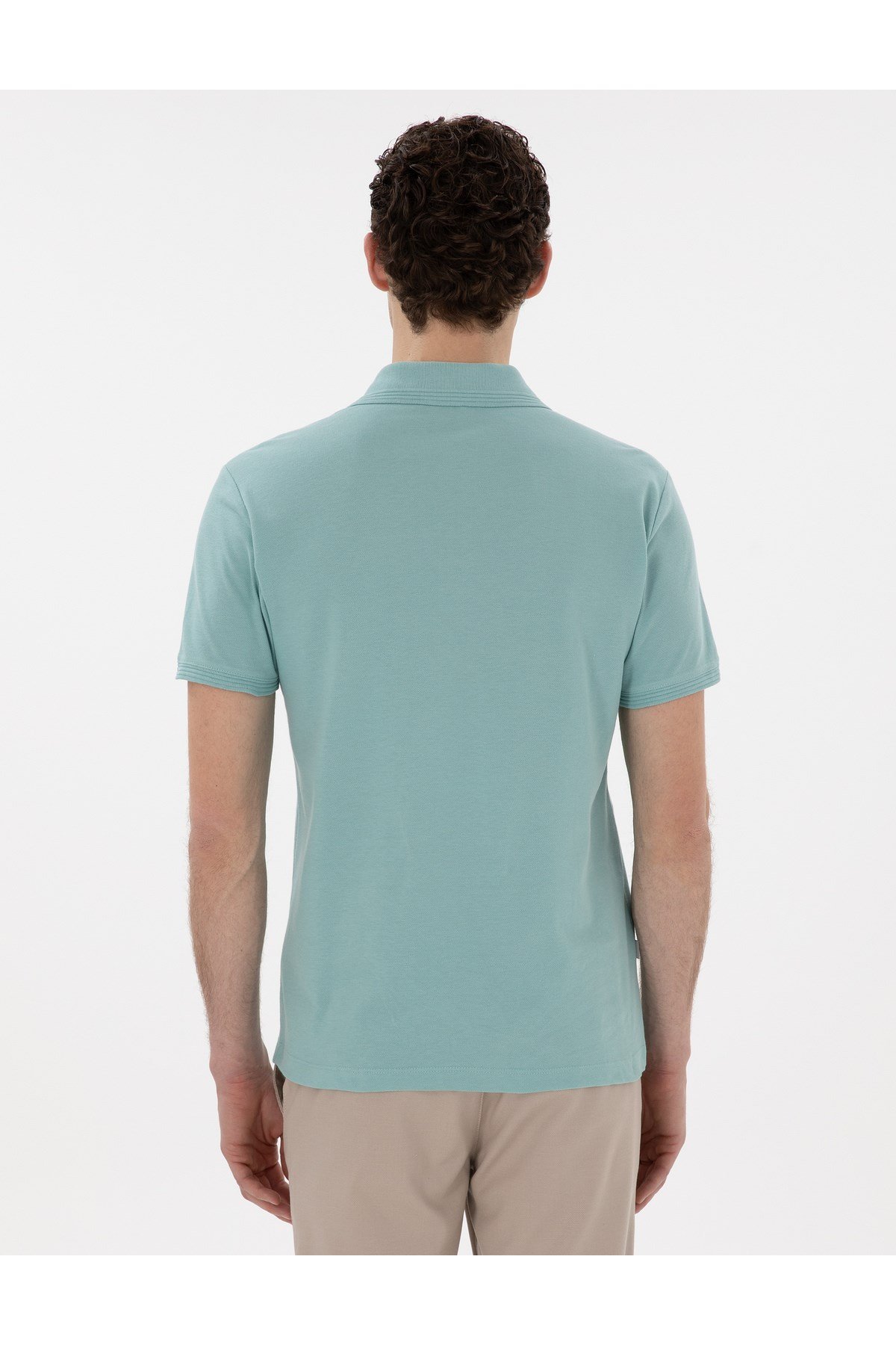 Koyu Mint Slim Fit Kıvrılmaz Polo Yaka Basic Tişört 50302561-VR152