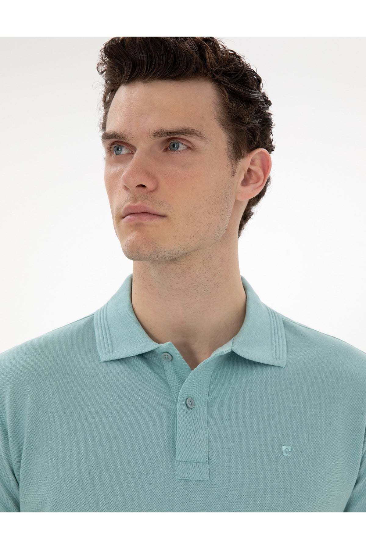 Koyu Mint Slim Fit Kıvrılmaz Polo Yaka Basic Tişört 50302561-VR152