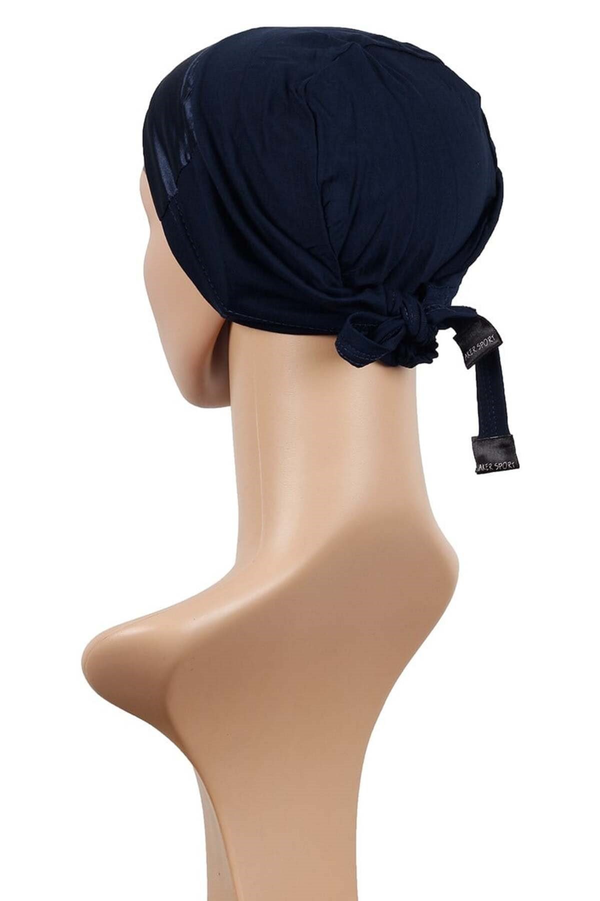 Lacivert 2'Li Set Likralı Saten Bone 2502-3