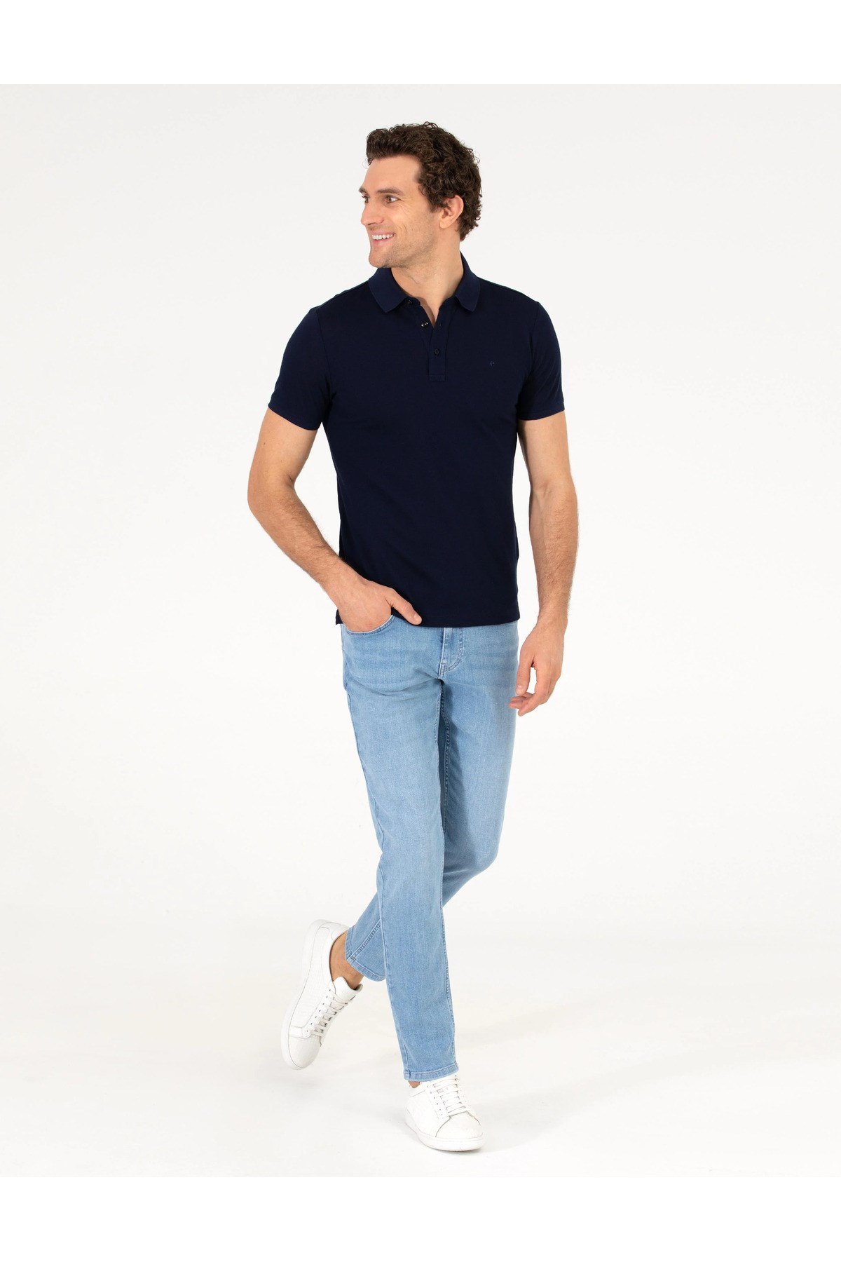 Lacivert Polo Yaka Slim Fit Basic T-Shirt G051SZ011.000.1592189.VR033