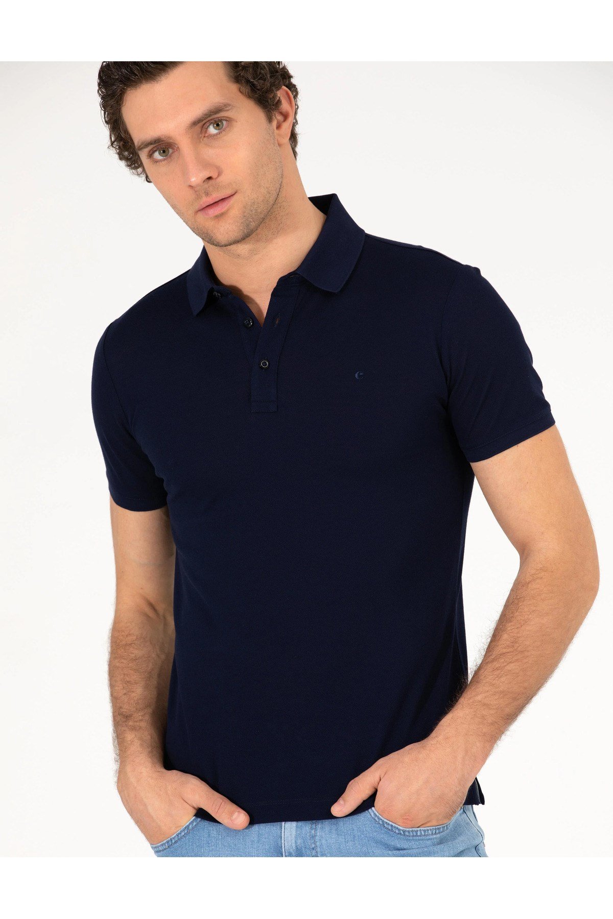 Lacivert Polo Yaka Slim Fit Basic T-Shirt G051SZ011.000.1592189.VR033
