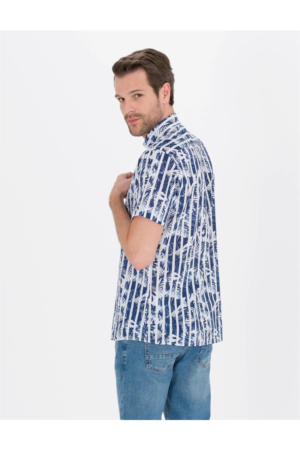 Lacivert Regular Fit Kısa Kollu Gömlek
