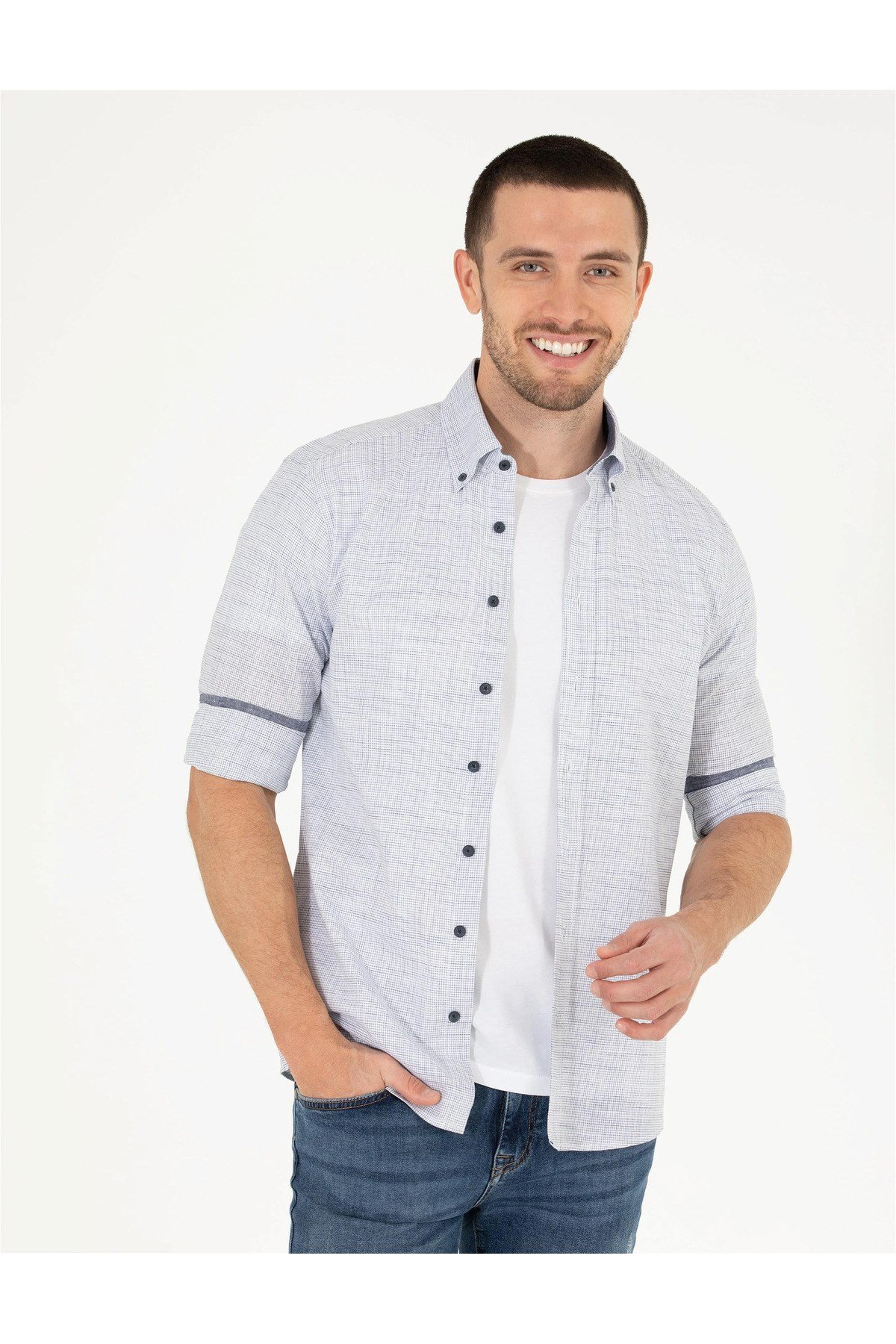 Lacivert Regular Fit Uzun Kollu Gömlek G021SZ004.000.1589555