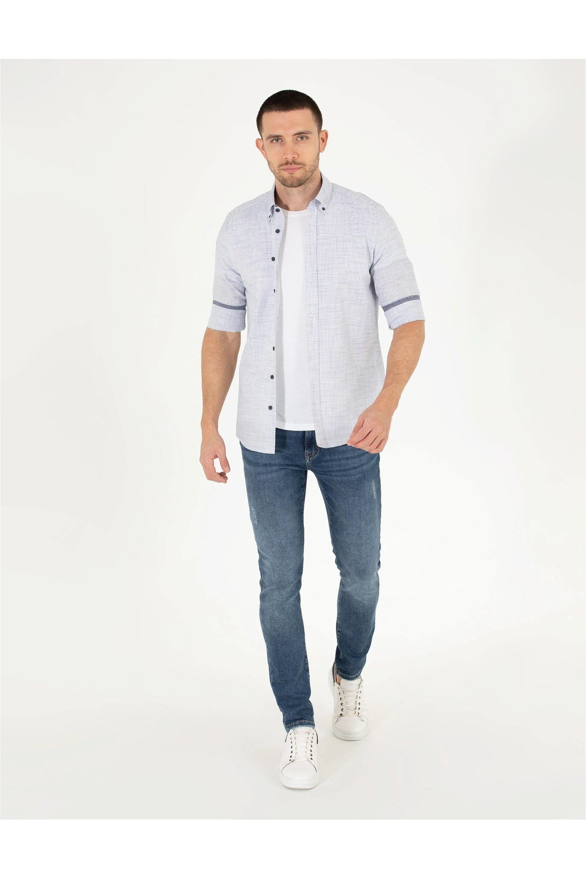 Lacivert Regular Fit Uzun Kollu Gömlek G021SZ004.000.1589555