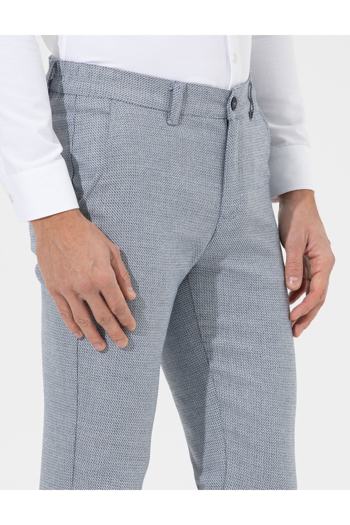 Lacivert Slim Fit Beli Lastikli Kanvas Pantolon 50265905-VR033