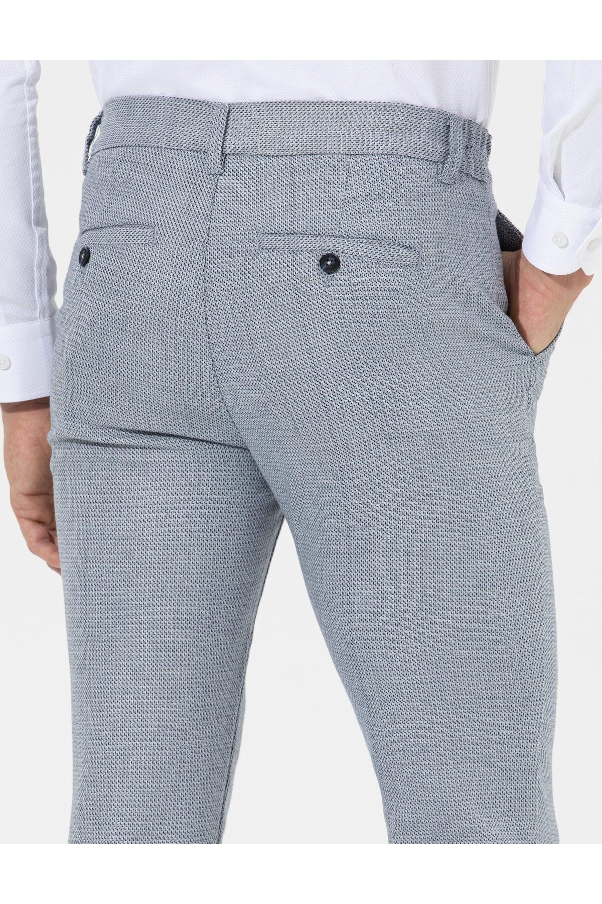 Lacivert Slim Fit Beli Lastikli Kanvas Pantolon 50265905-VR033