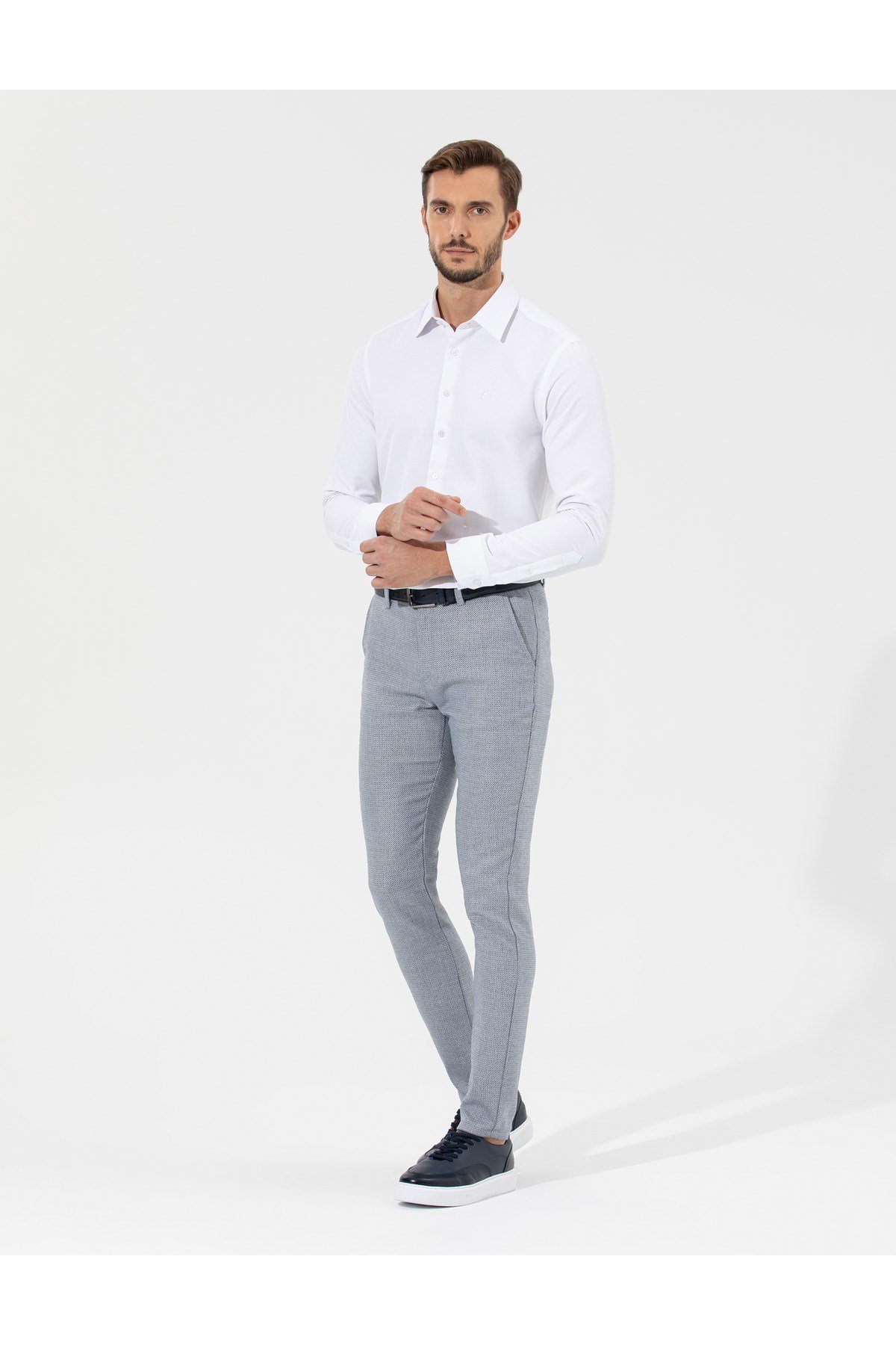 Lacivert Slim Fit Beli Lastikli Kanvas Pantolon 50265905-VR033