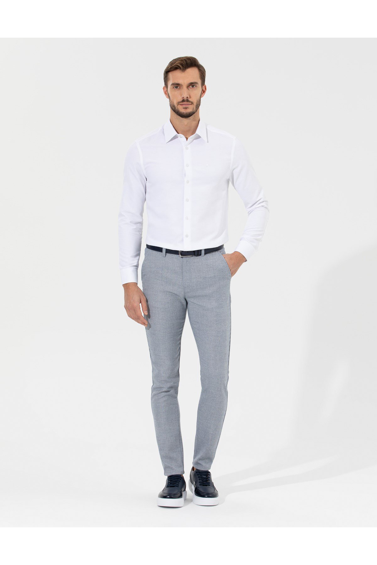 Lacivert Slim Fit Beli Lastikli Kanvas Pantolon 50265905-VR033