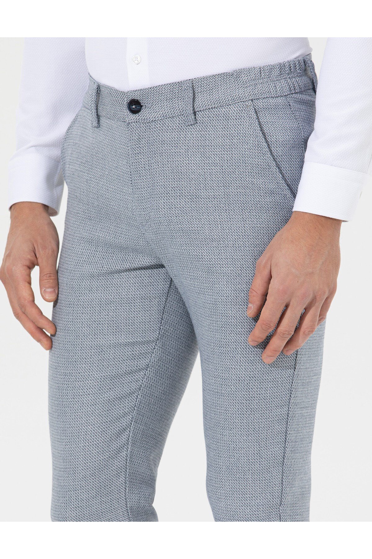 Lacivert Slim Fit Beli Lastikli Kanvas Pantolon 50265905-VR033