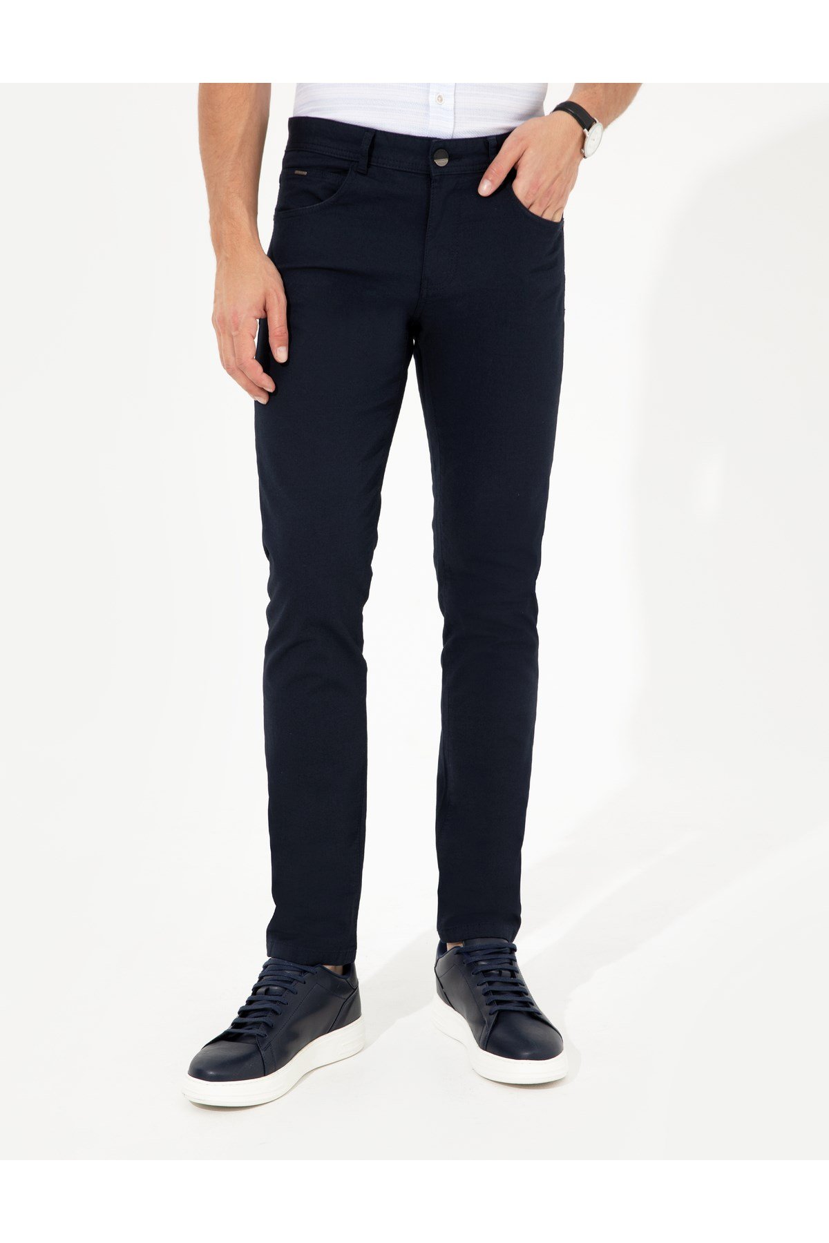 Lacivert Slim Fit Kanvas Pantolon 50251460-VR033