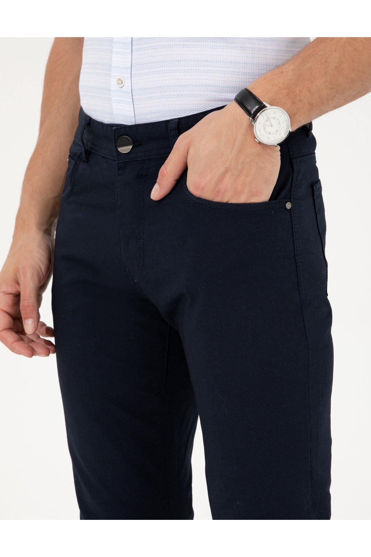 Lacivert Slim Fit Kanvas Pantolon 50251460-VR033