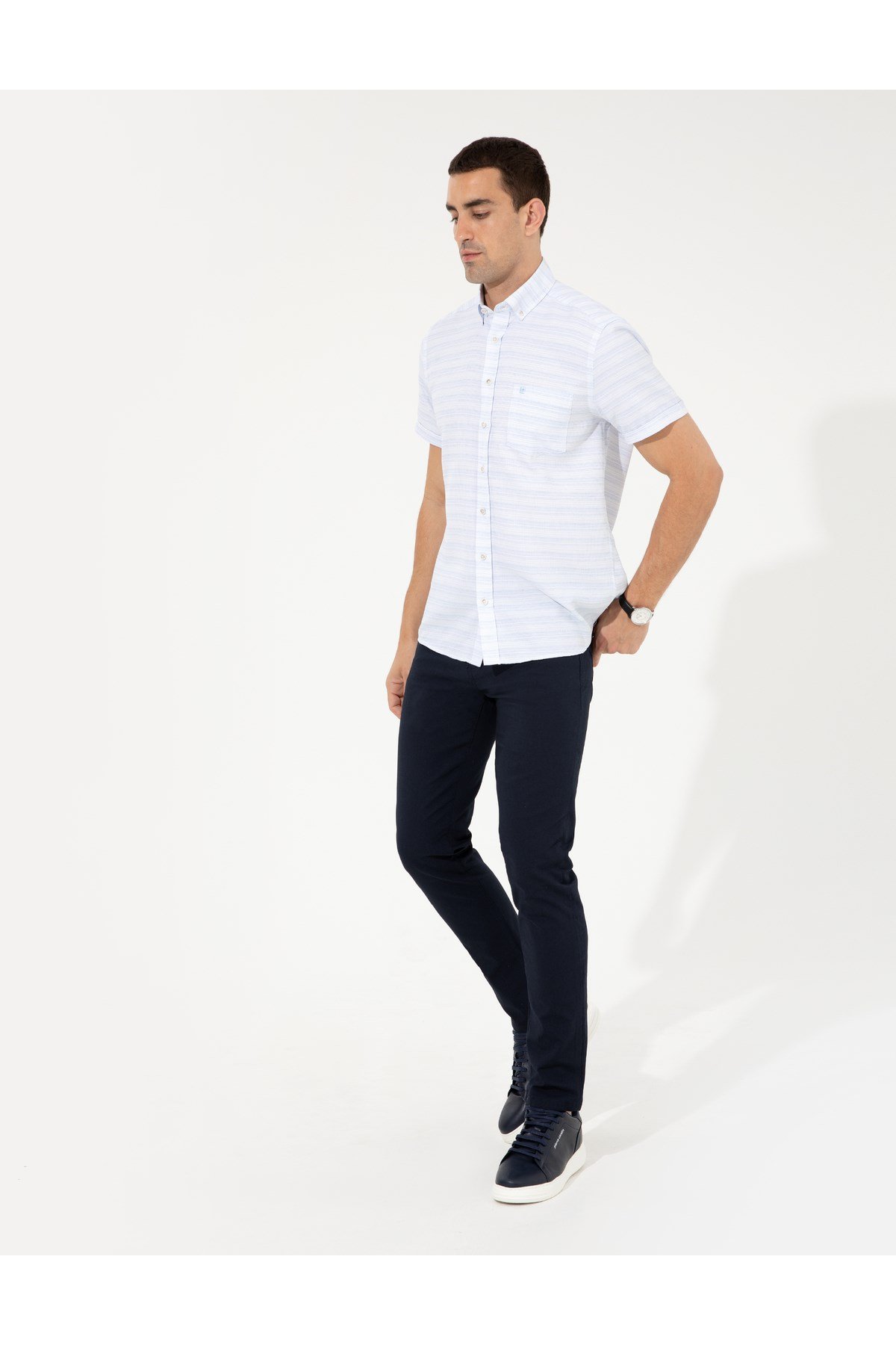 Lacivert Slim Fit Kanvas Pantolon 50251460-VR033