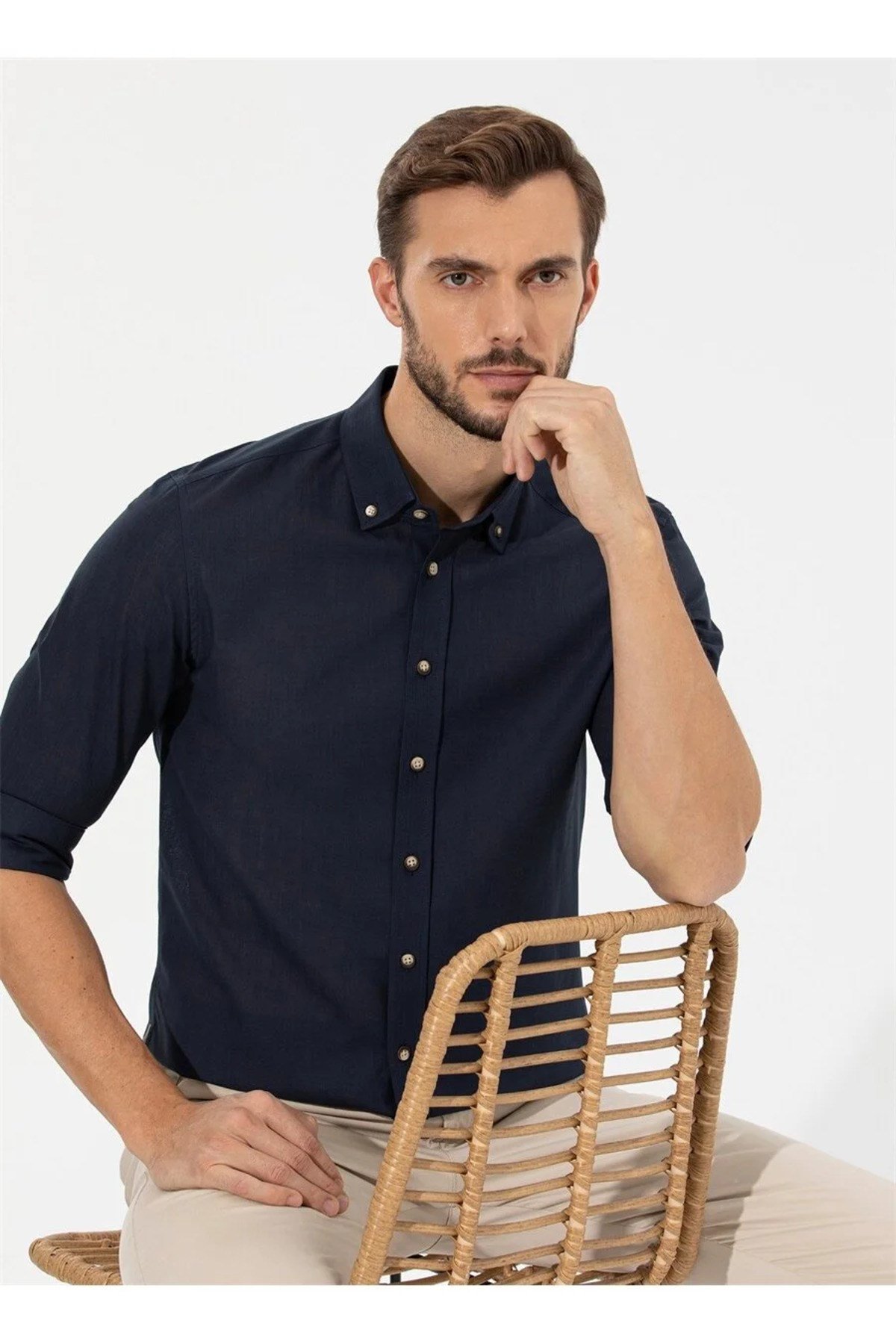 Lacivert Slim Fit Uzun Kollu Gömlek G021GL004.000.1622602