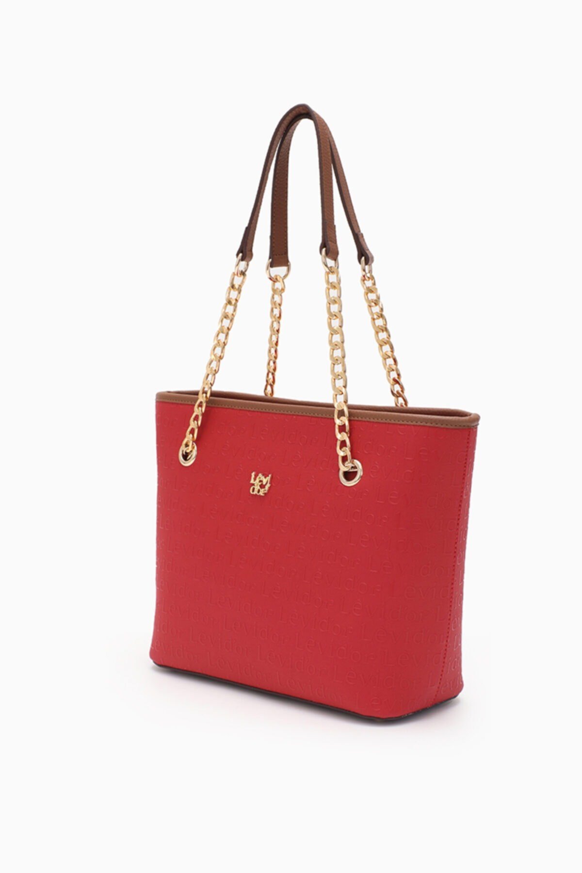 Monogram Baskılı Zincir Askılı Tote Kırmızı Çanta - 0044c750
