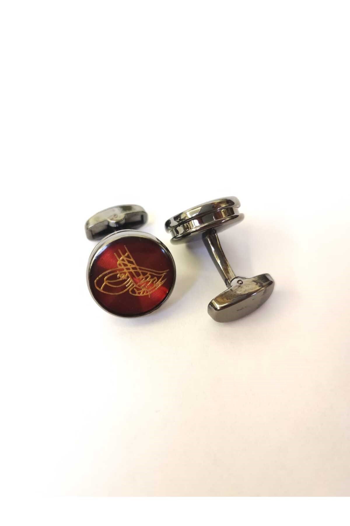 Özel İşlemeli Osmanlı Tuğralı Kol Düğmesi