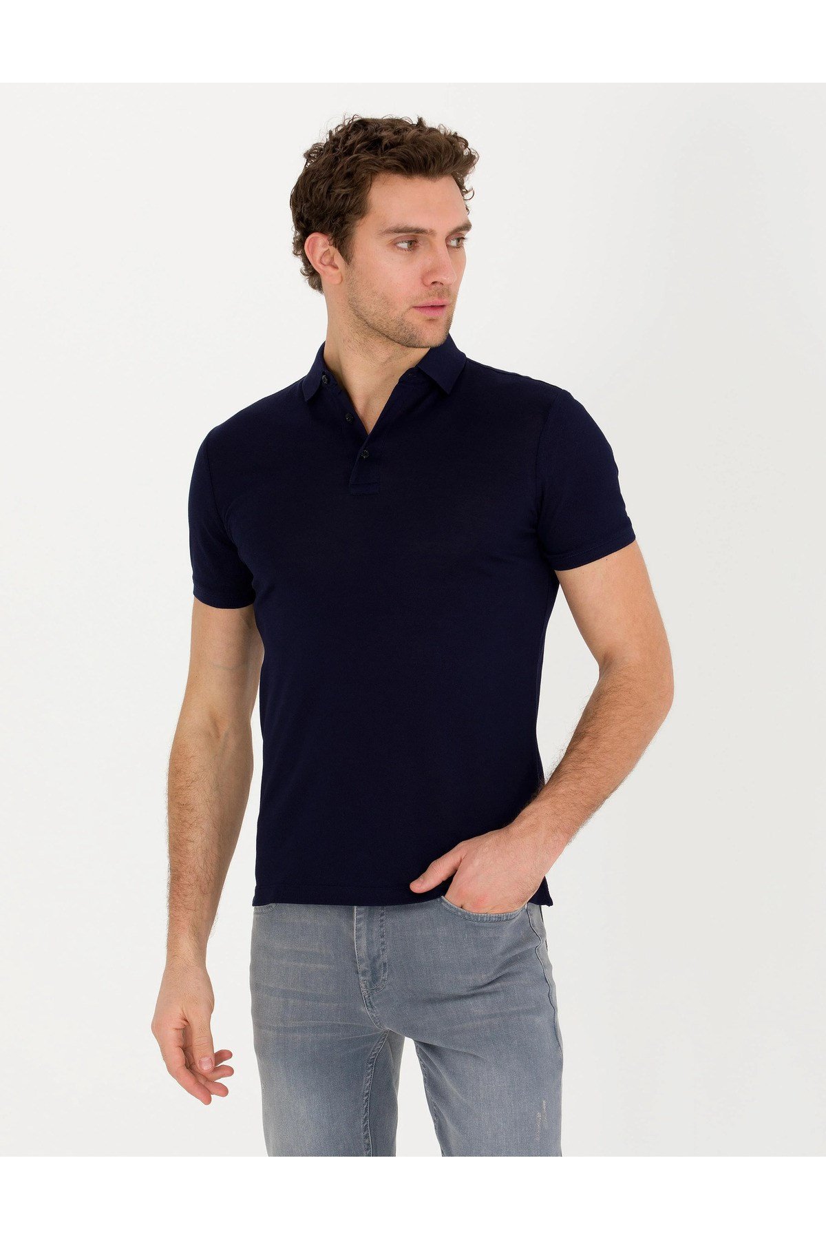 Polo Yaka Slim Fit Basic T-Shirt %100 Pamuk 1849055