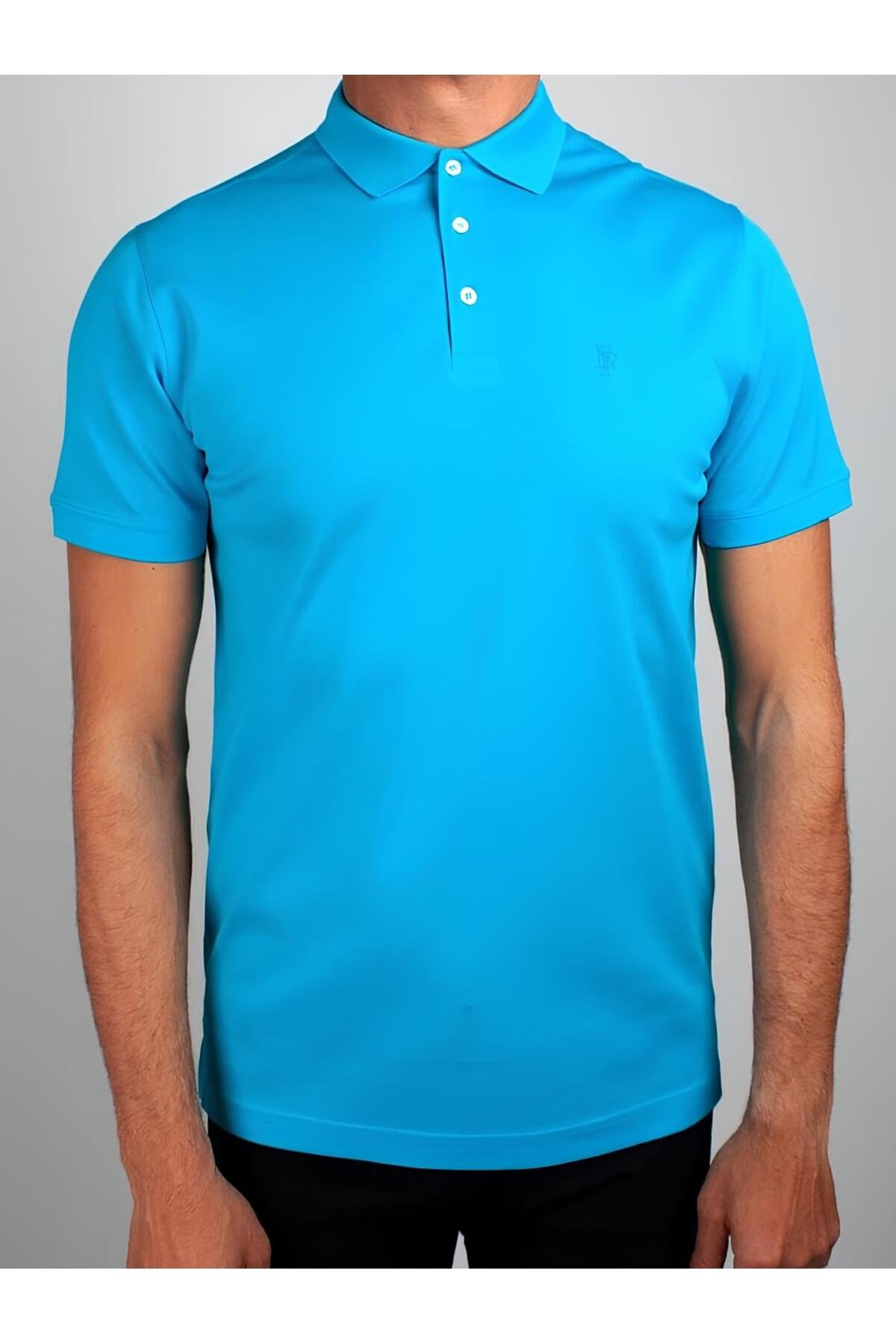 Reguler Fit Merserize %100 Pamuk Turkuaz Polo Yaka T-Shirt