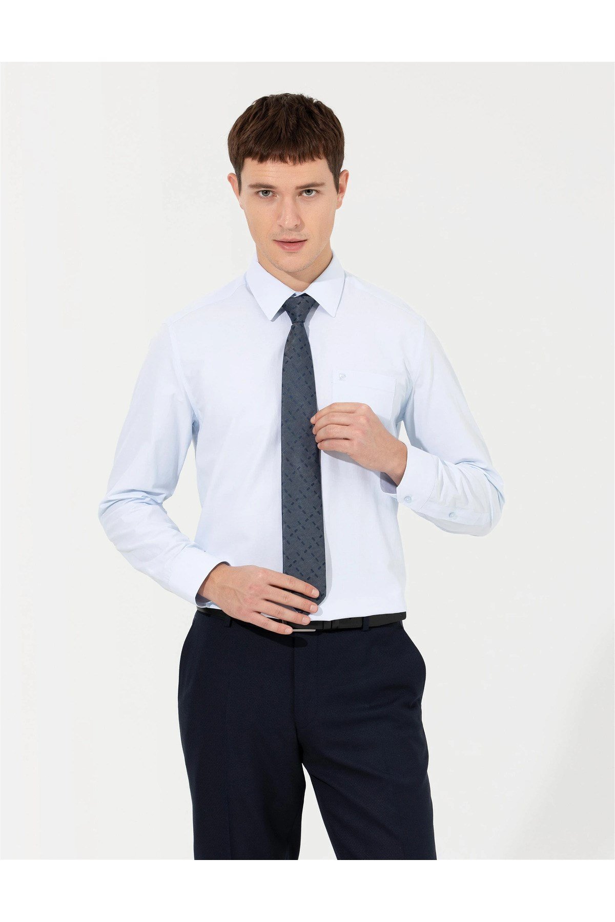 ROMAT Uzun Kollu Regular Fit Basic Cepli Klasik Erkek Gömlek
