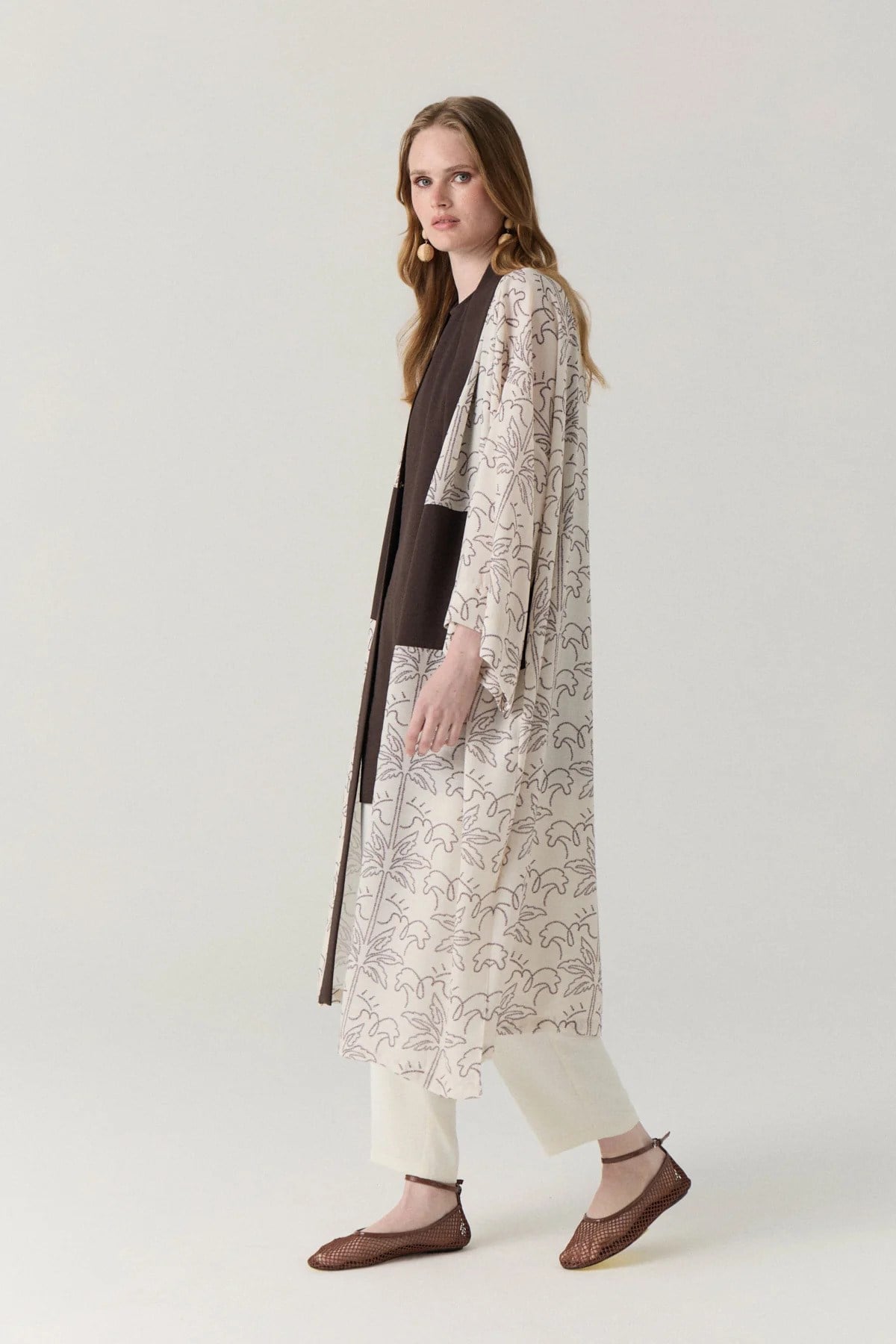 Şal Yaka Desen Geçişli Uzun Kimono-İçlik İklili Takım 1868