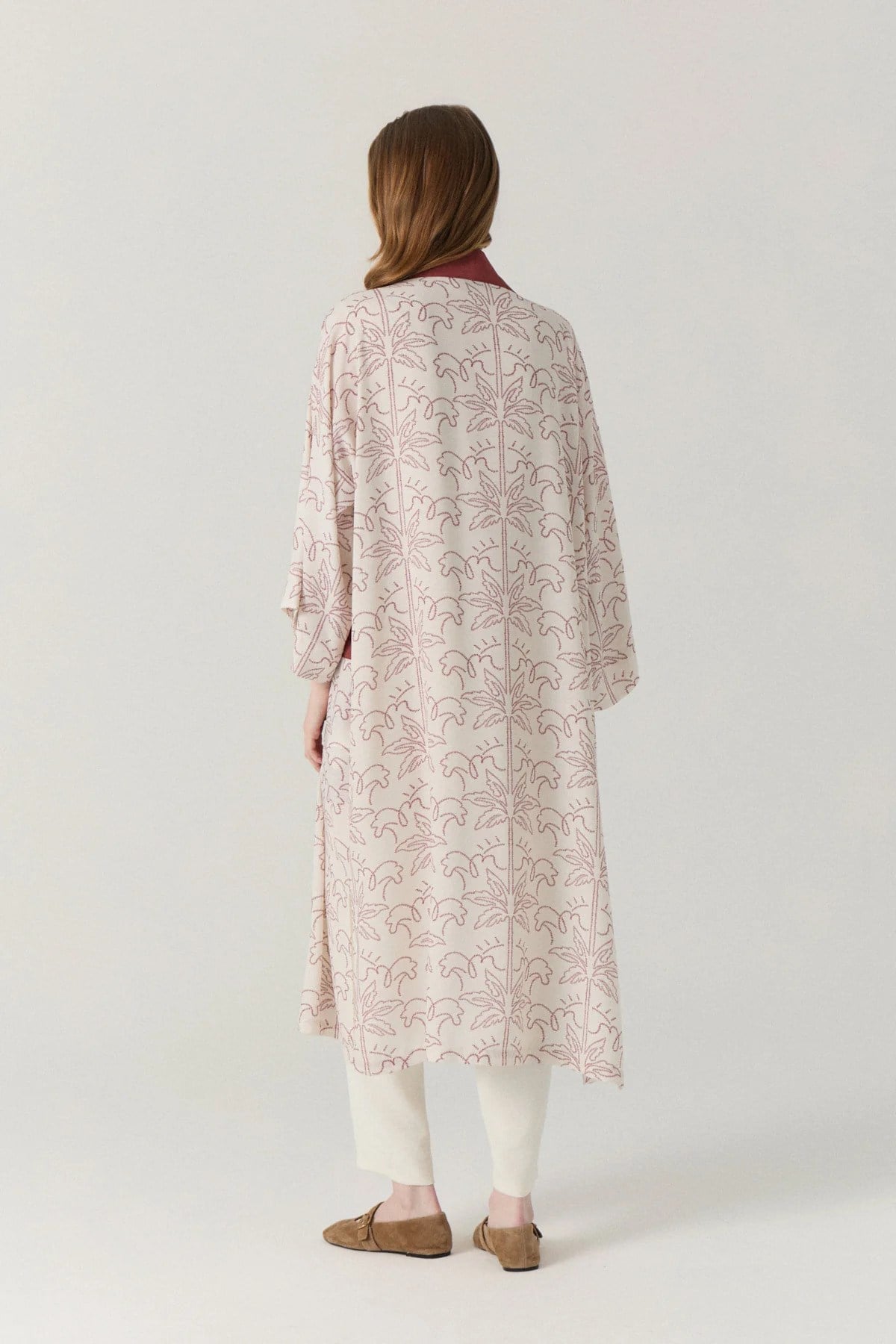 Şal Yaka Desen Geçişli Uzun Kimono-İçlik İklili Takım 1868