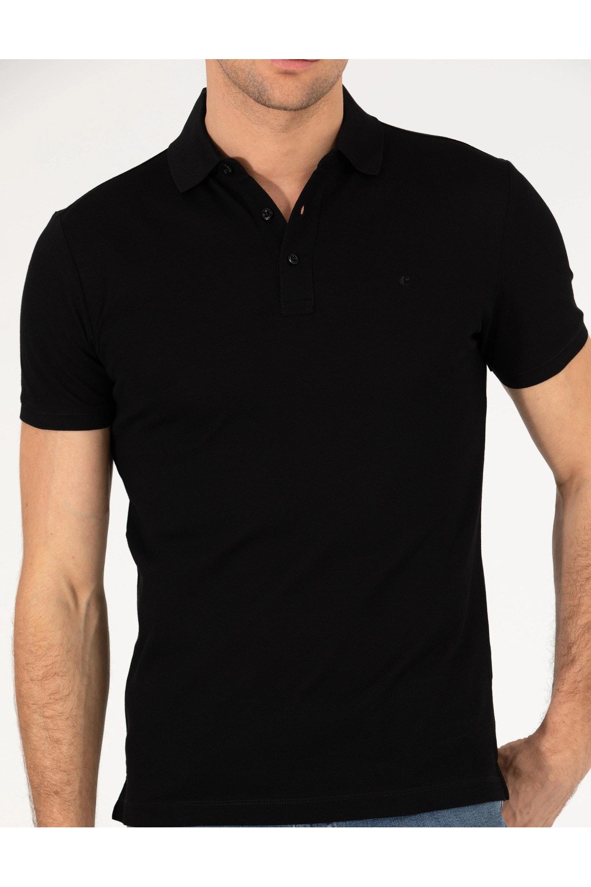 Siyah Polo Yaka Slim Fit Basic T-Shirt G051SZ011.000.1592189.VR033