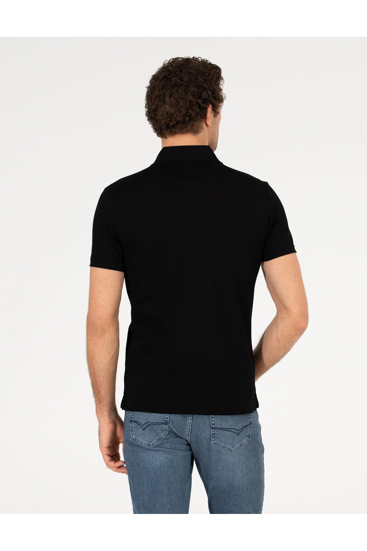 Siyah Polo Yaka Slim Fit Basic T-Shirt G051SZ011.000.1592189.VR033