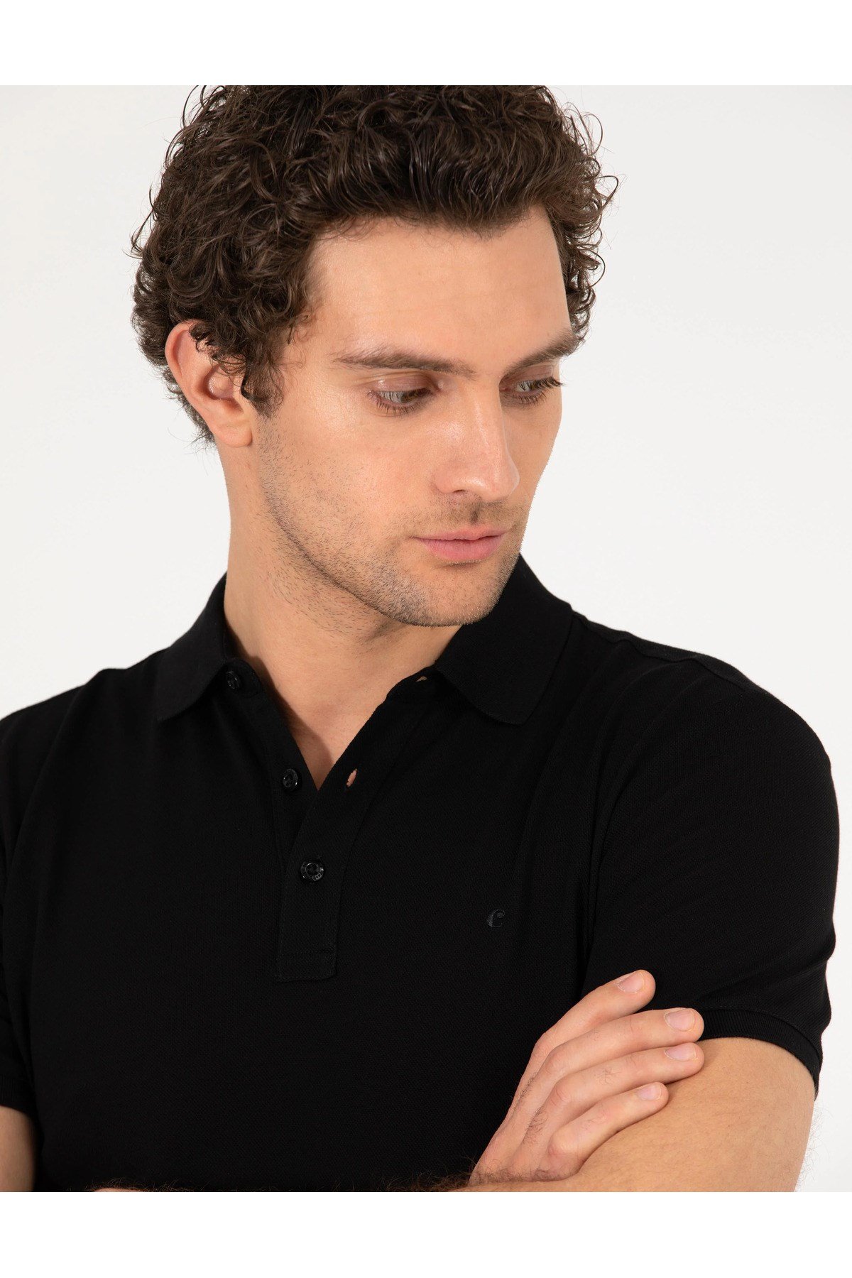 Siyah Polo Yaka Slim Fit Basic T-Shirt G051SZ011.000.1592189.VR033