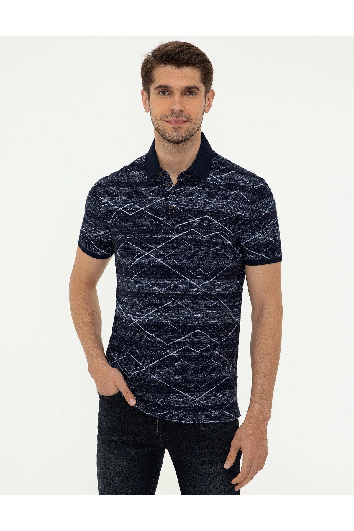 Siyah Slim Fit Gömlek Yaka Tişört G021SZ011.000.1201190