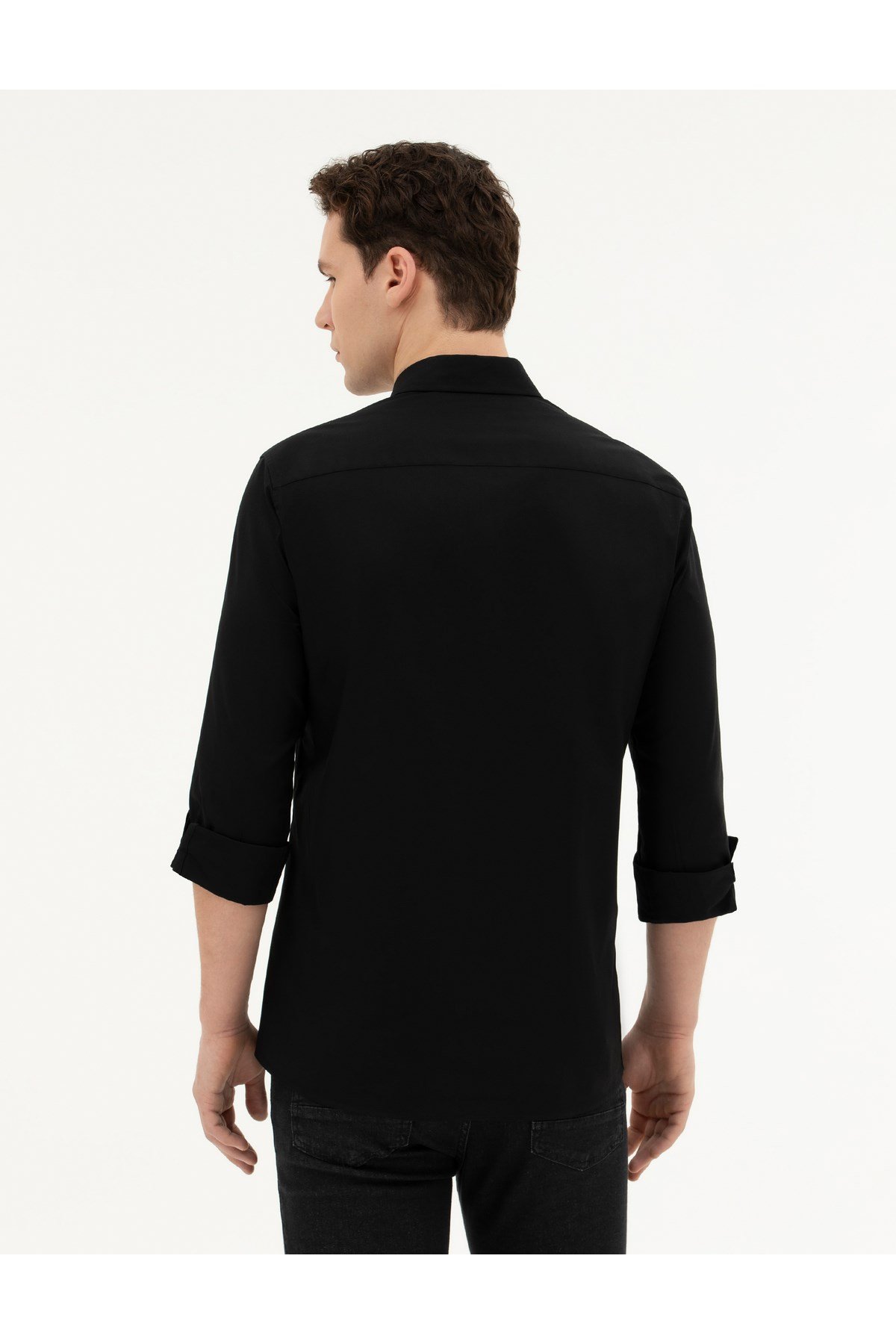 Siyah Slim Fit Uzun Kollu Gömlek