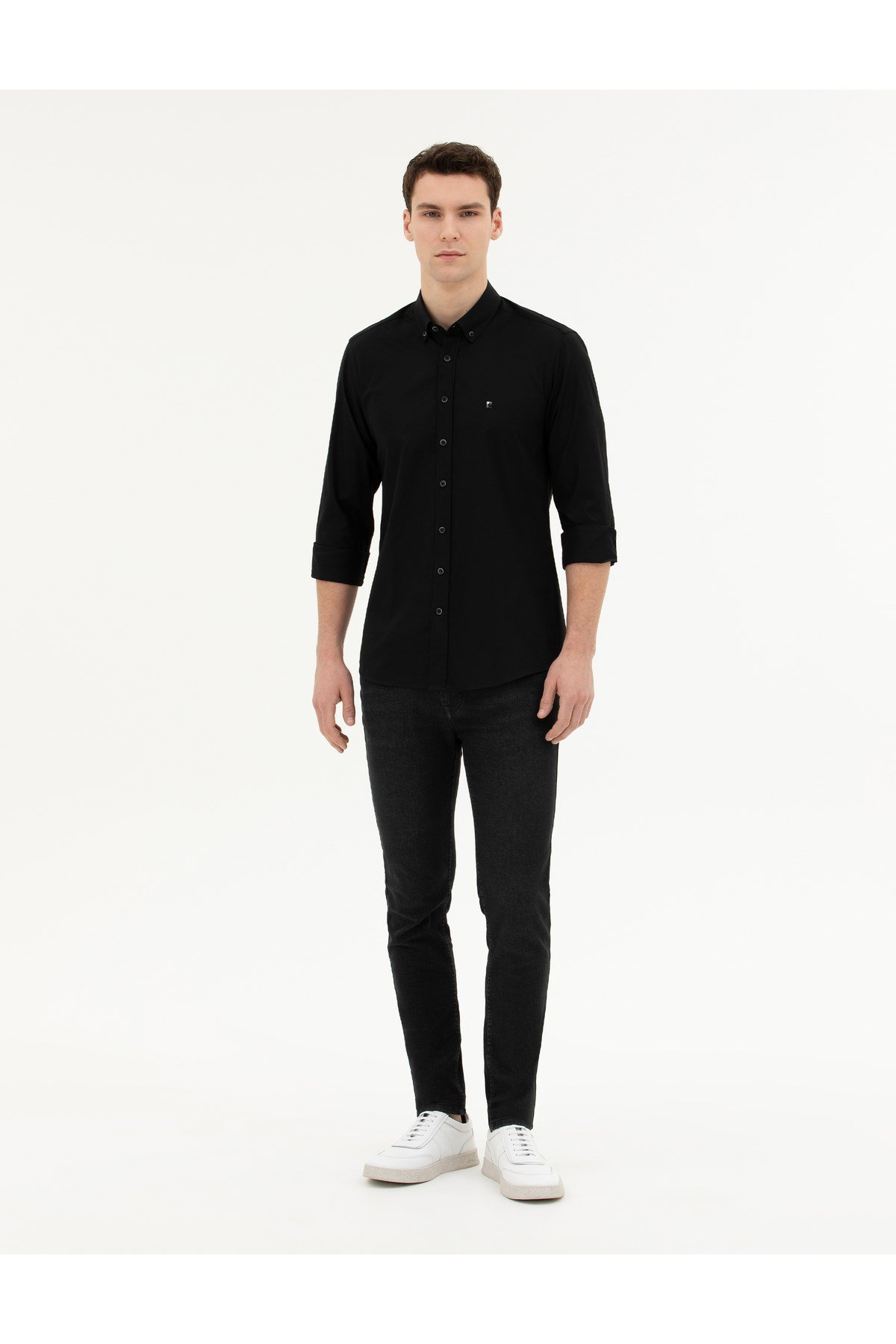 Siyah Slim Fit Uzun Kollu Gömlek