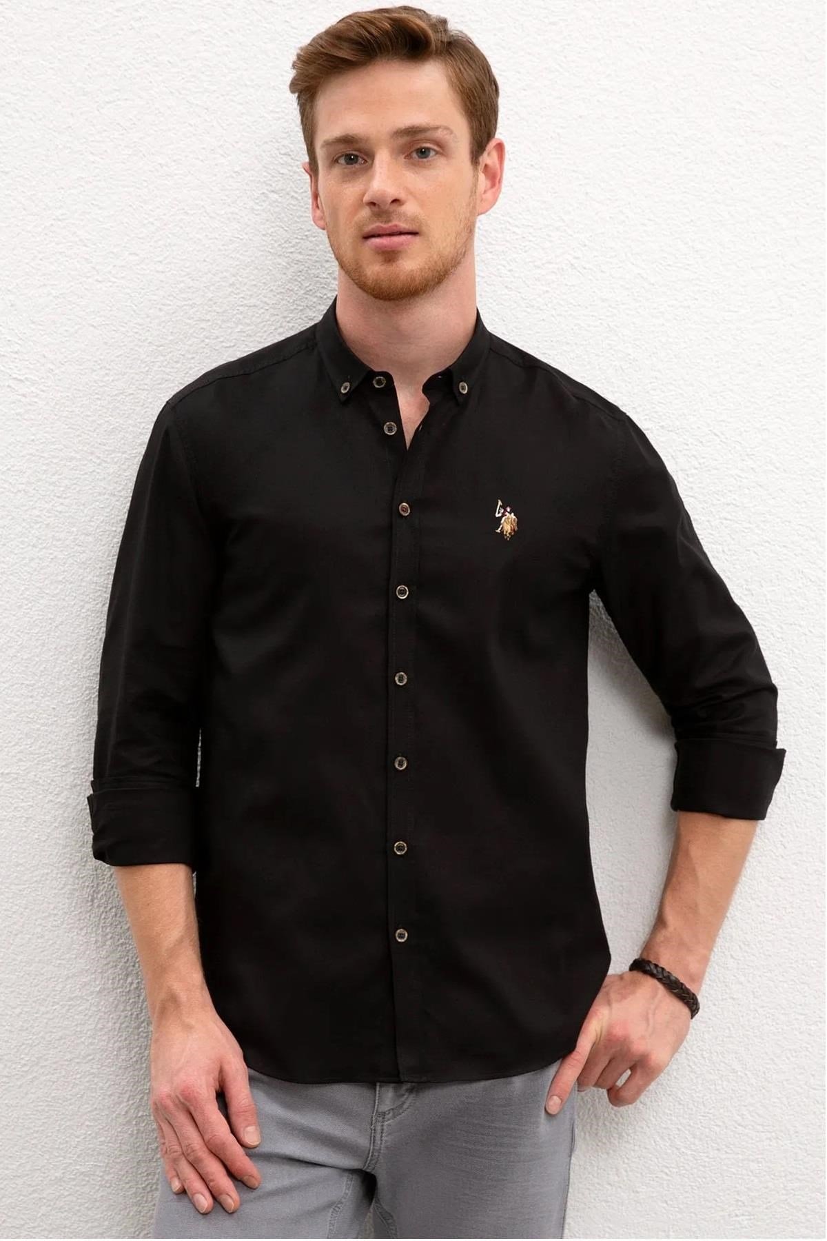 Slim Fit Uzun Kollu Siyah Erkek Gömlek 1571695