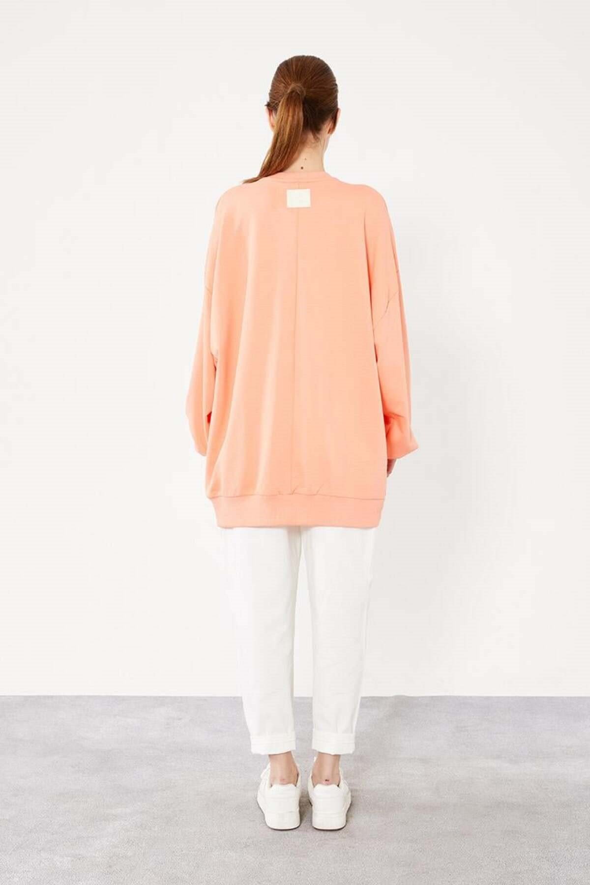 Somon Bisiklet Yaka Tesettür Sweatshirt Tunik
