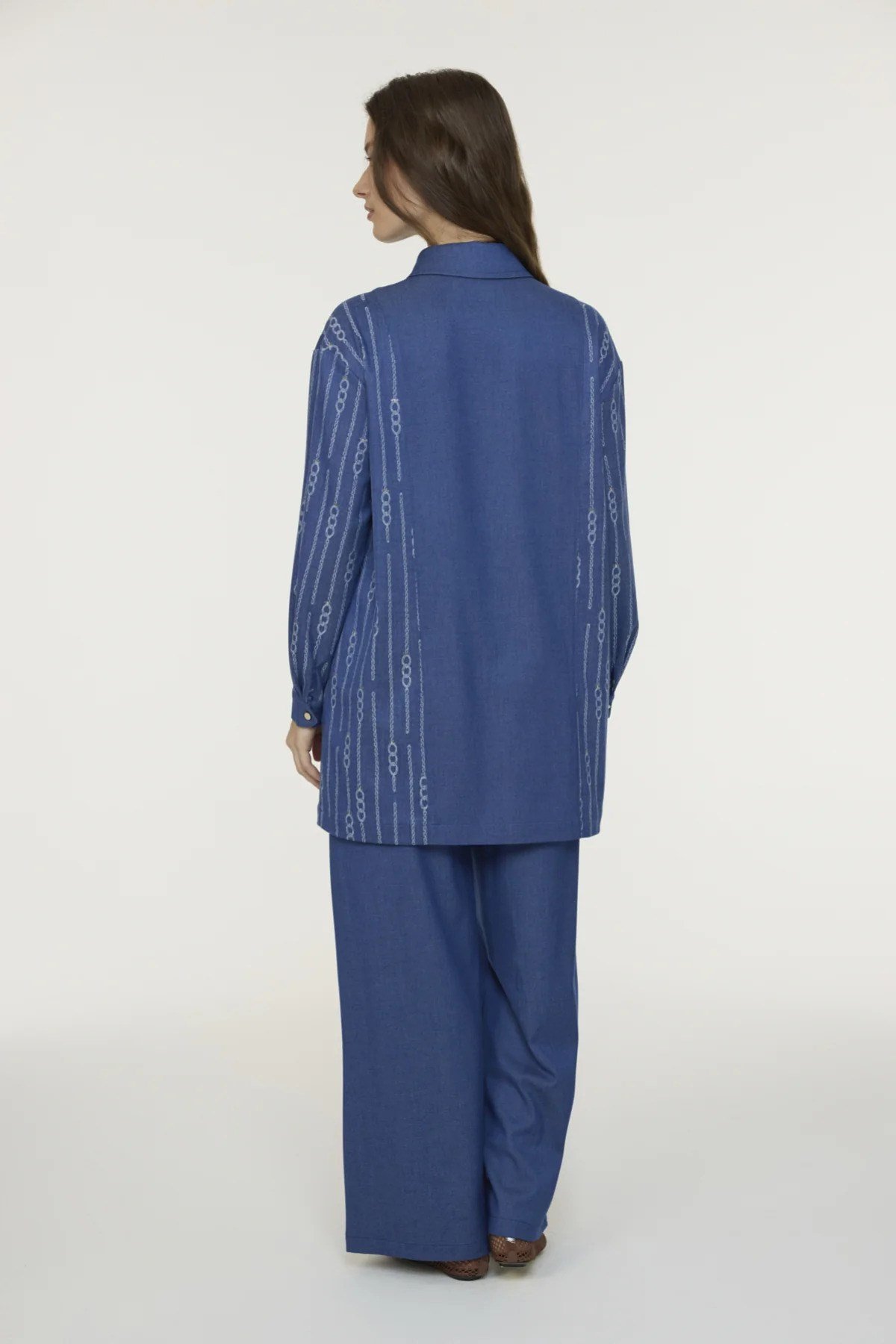 T-1663 LUMİRA TUNİK 42-48 Mavi Tunik