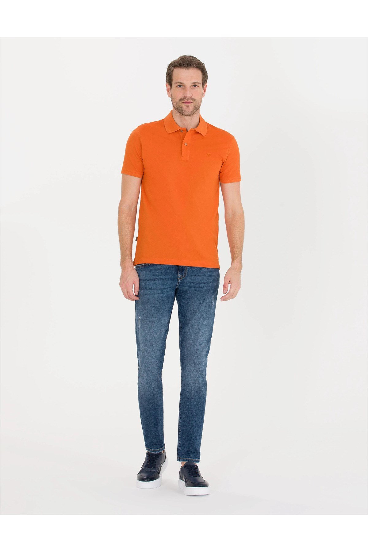 Turuncu Slim Fit Polo Yaka Basic Tişört G021SZ011.000.1567279.VR191