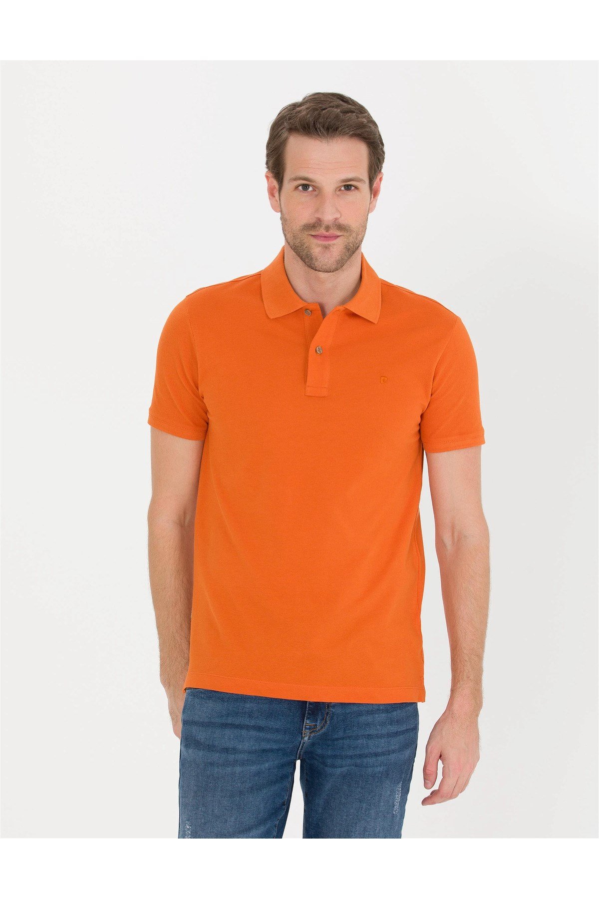 Turuncu Slim Fit Polo Yaka Basic Tişört G021SZ011.000.1567279.VR191