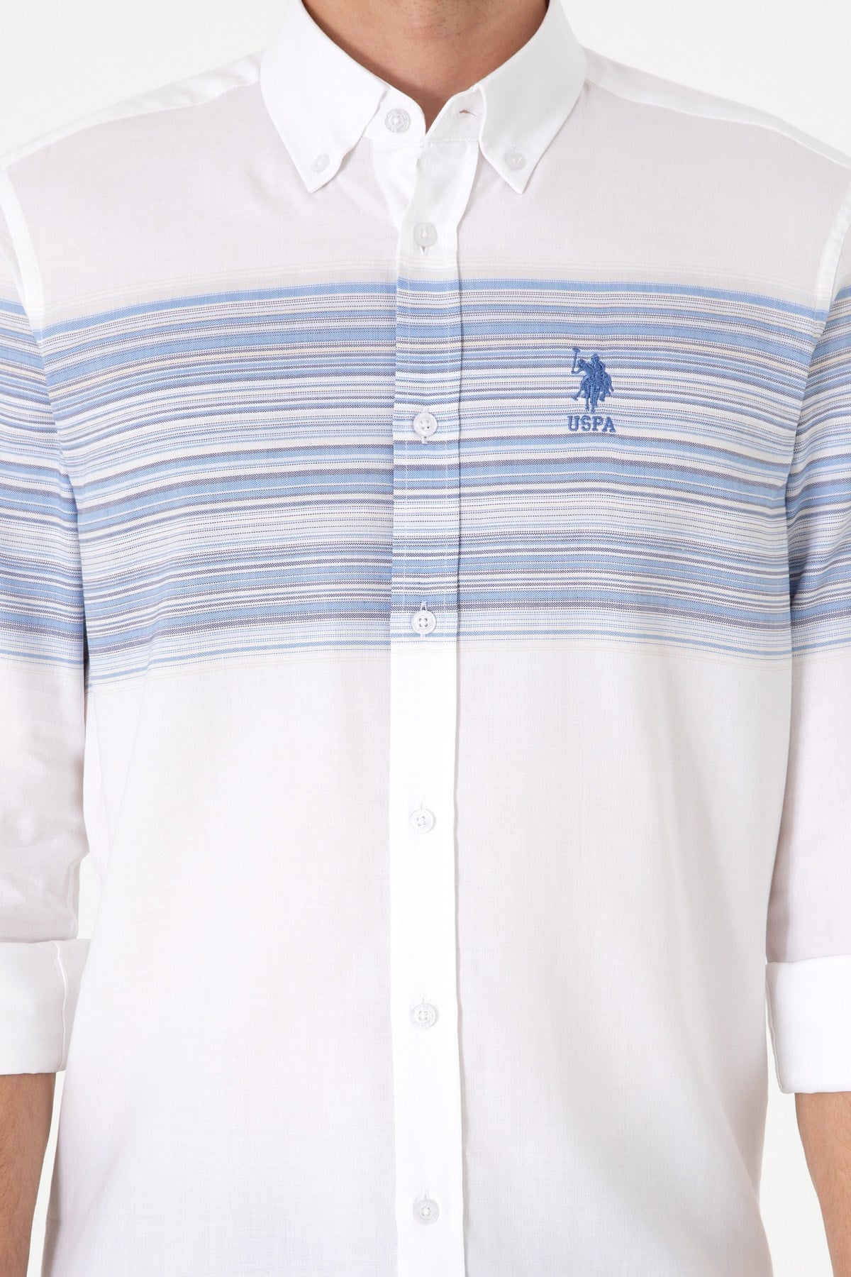 U.s. Polo Assn. Erkek Mavi Uzun Kollu Slim Fit %100 Pamuk Gömlek 2106642