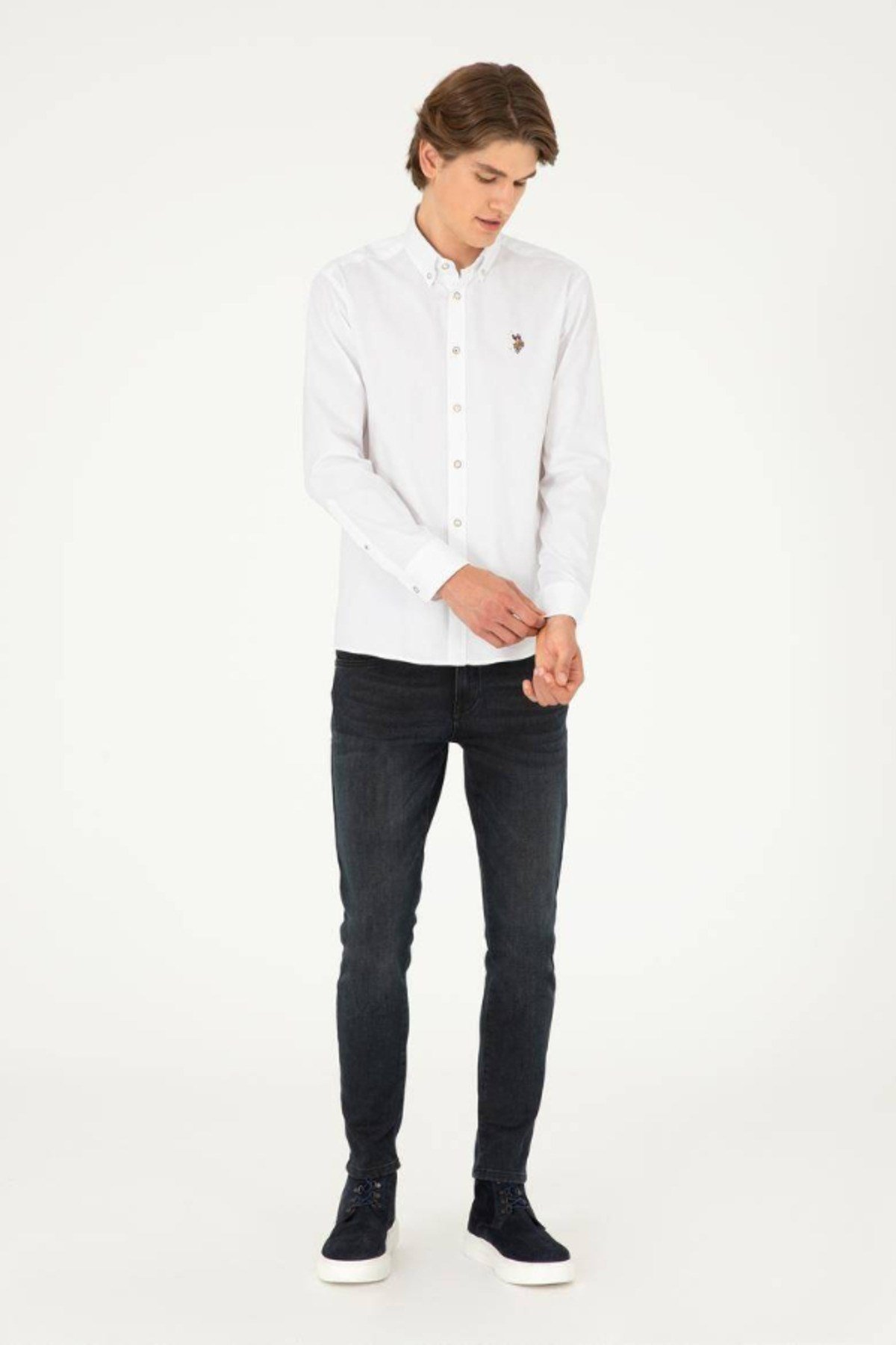U.s. Polo Assn. Erkek Mavi Uzun Kollu Slim Fit %100 Pamuk Gömlek 2106642