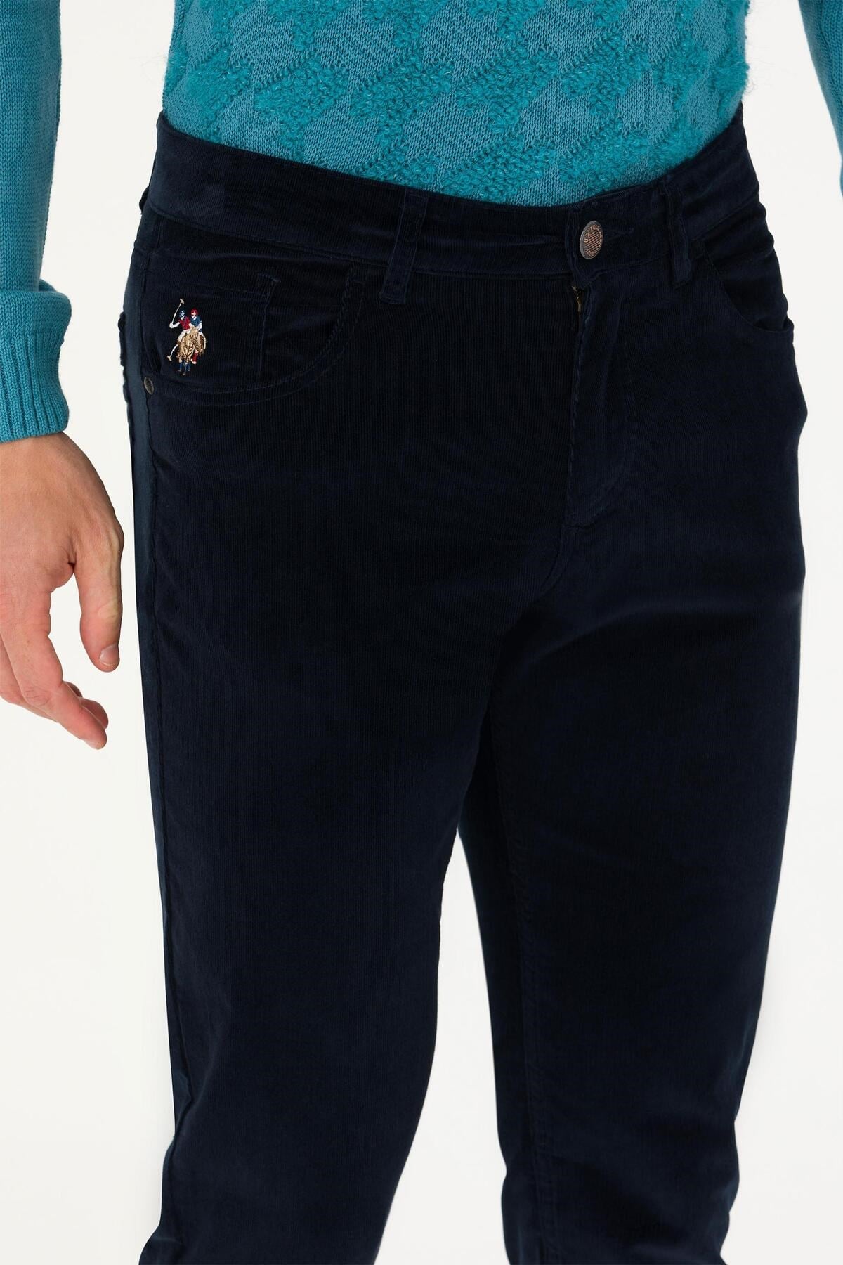 U.S. POLO ASSN. ERKEK DOKUMA SPOR KADİFE PANTOLON- SİYAH