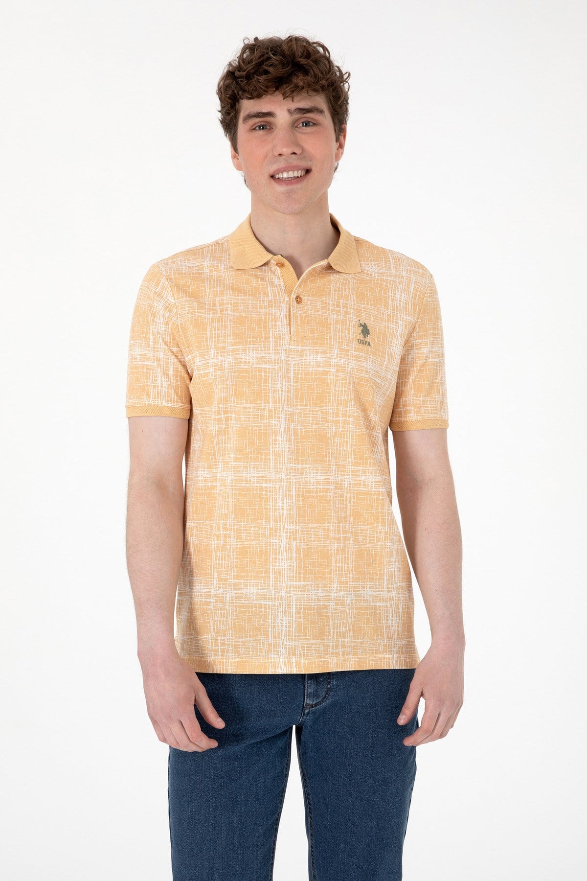 U.s. Polo Assn. Erkek Regular Fit Polo Yaka Desenli %100 Pamuk T-Shirt 2103243