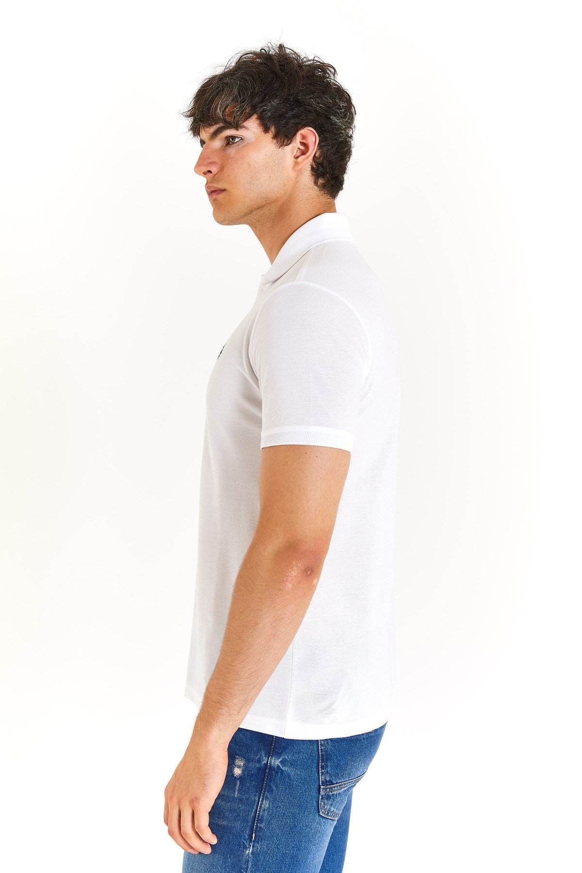 U.S. POLO ASSN. ERKEK DOKUMA POLO YAKA BEYAZ T-SHİRT