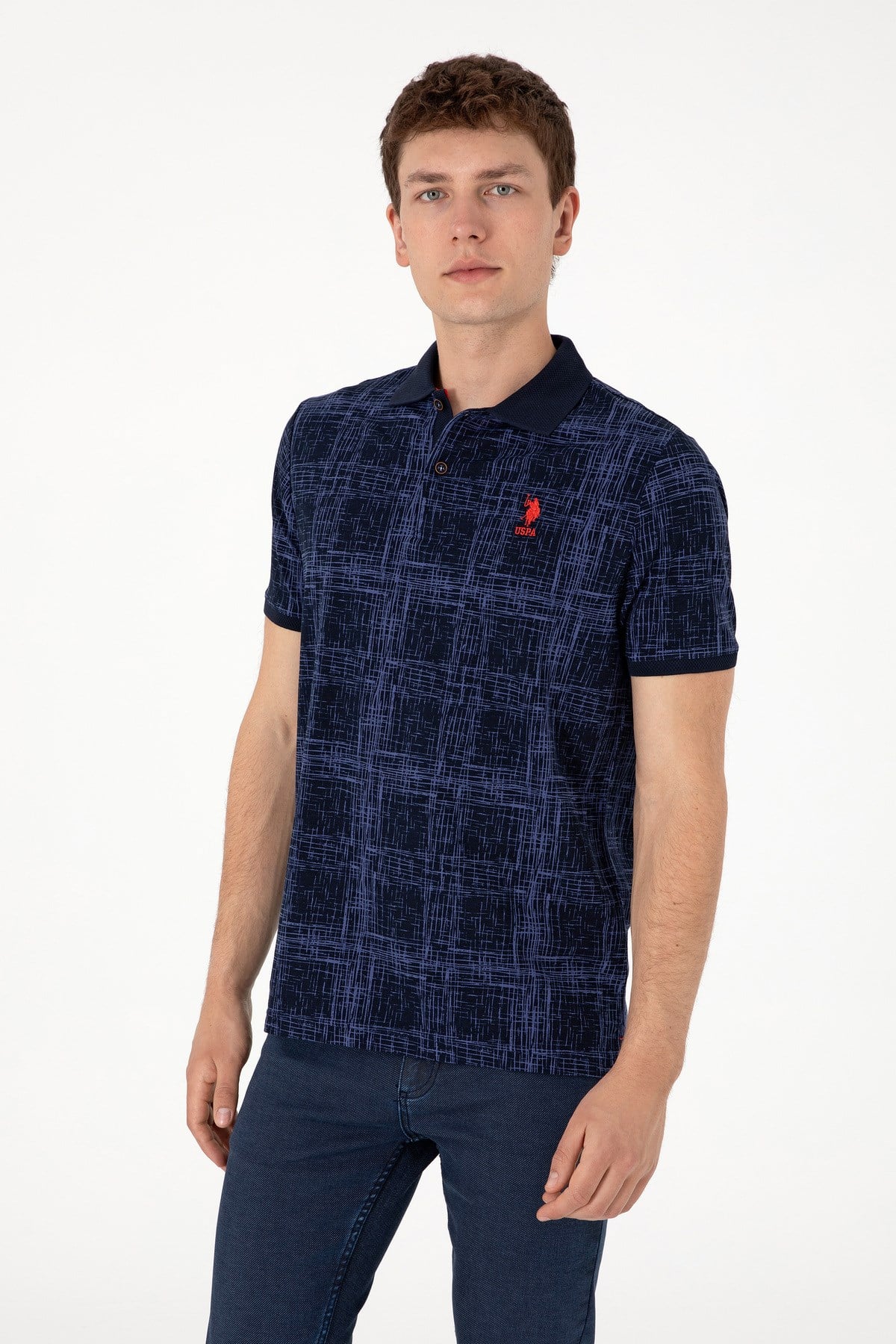 U.s. Polo Assn. Erkek Regular Fit Polo Yaka Desenli %100 Pamuk T-Shirt 2103243