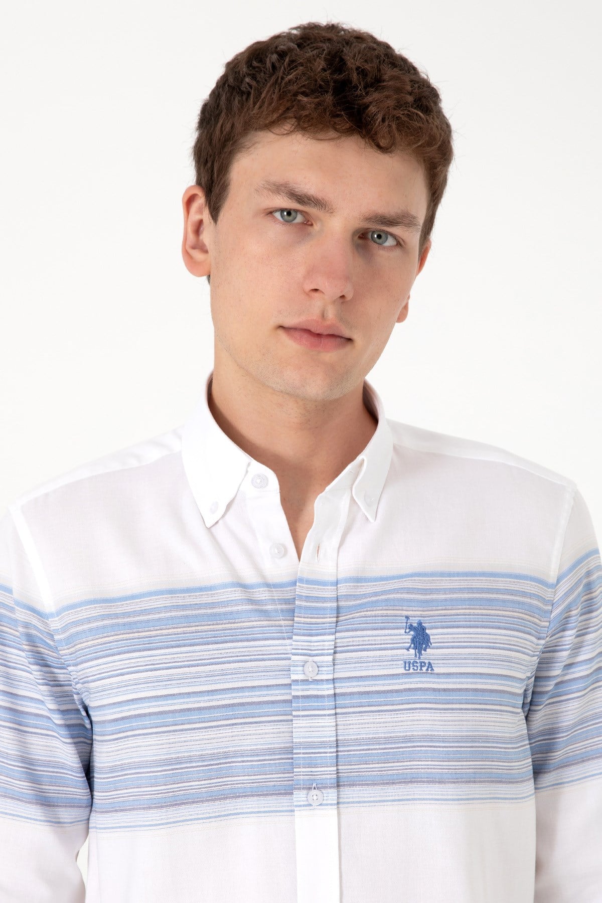 U.s. Polo Assn. Erkek Mavi Uzun Kollu Slim Fit %100 Pamuk Gömlek 2106642