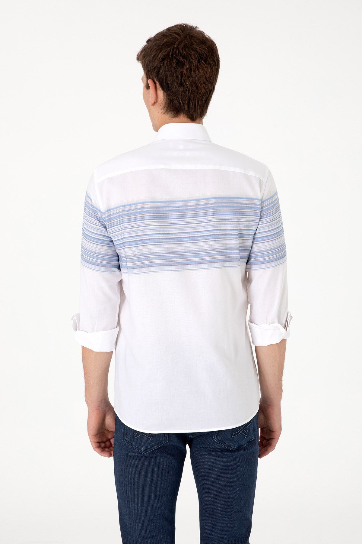 U.s. Polo Assn. Erkek Mavi Uzun Kollu Slim Fit %100 Pamuk Gömlek 2106642
