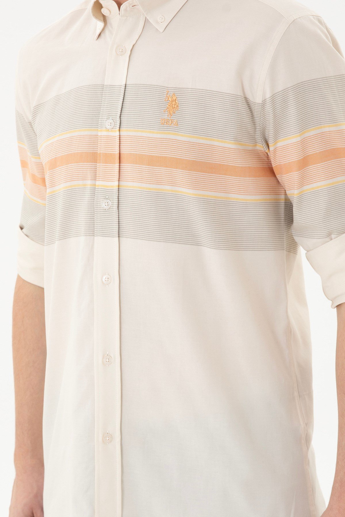 U.S. POLO ASSN. DOKUMA DESENLİ  UZUN KOL GÖMLEK