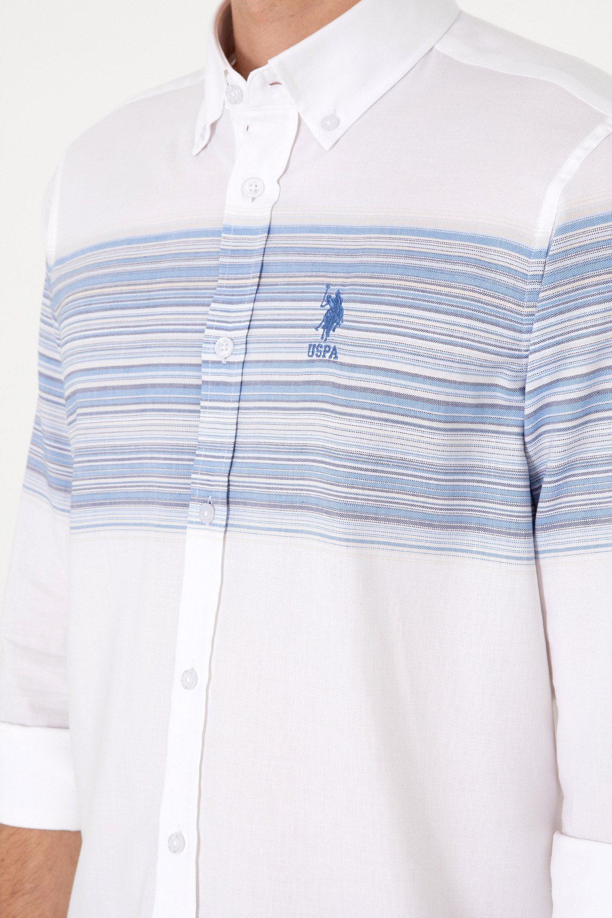 U.s. Polo Assn. Erkek Mavi Uzun Kollu Slim Fit %100 Pamuk Gömlek 2106642