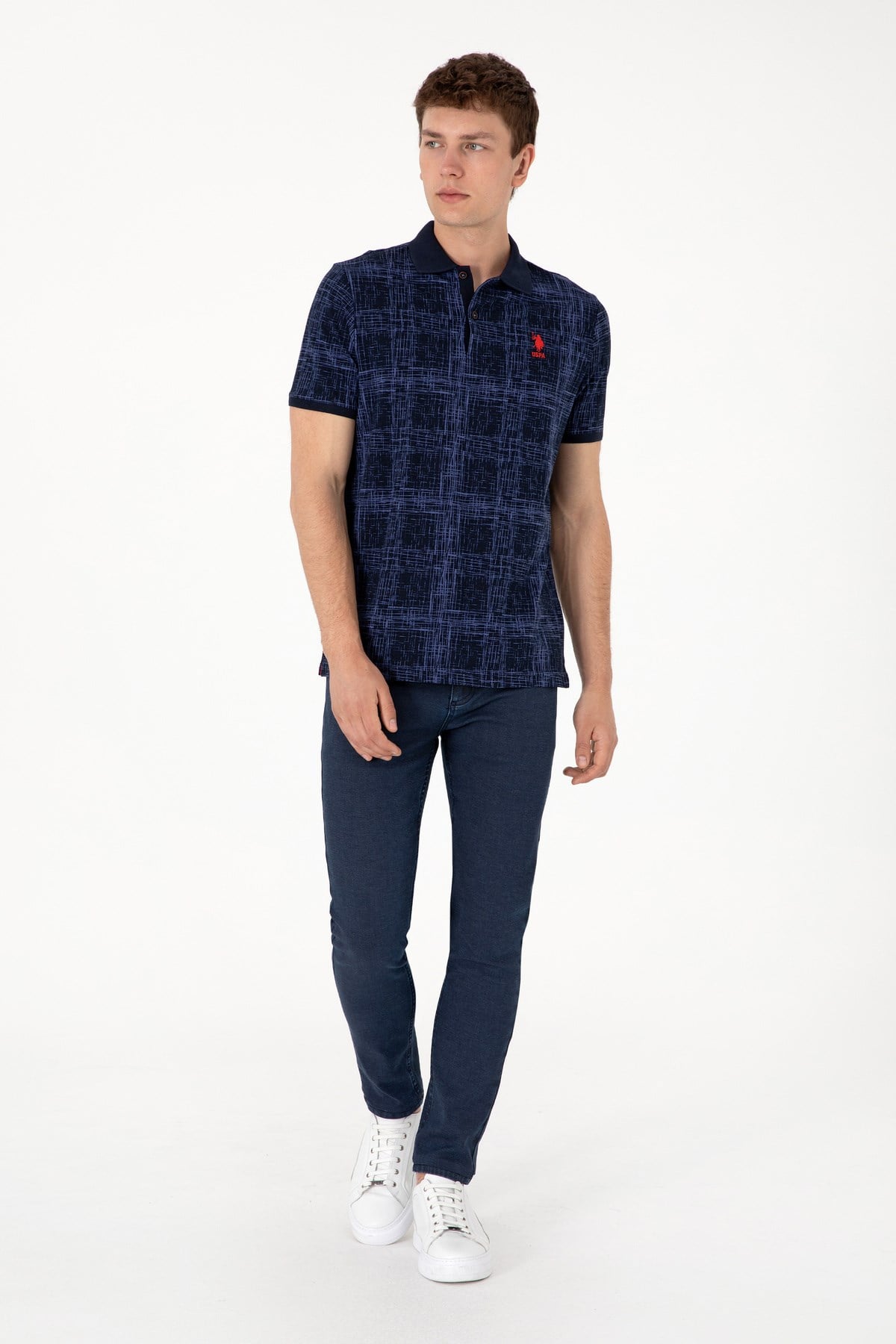 U.s. Polo Assn. Erkek Regular Fit Polo Yaka Desenli %100 Pamuk T-Shirt 2103243